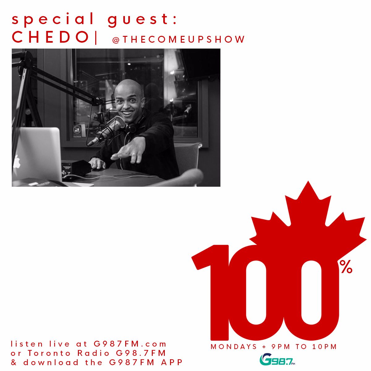 Thumbnail for "Bonus Ep: Chedo co-hosts 100% Canadian w/ R.Chung on G98.7fm".