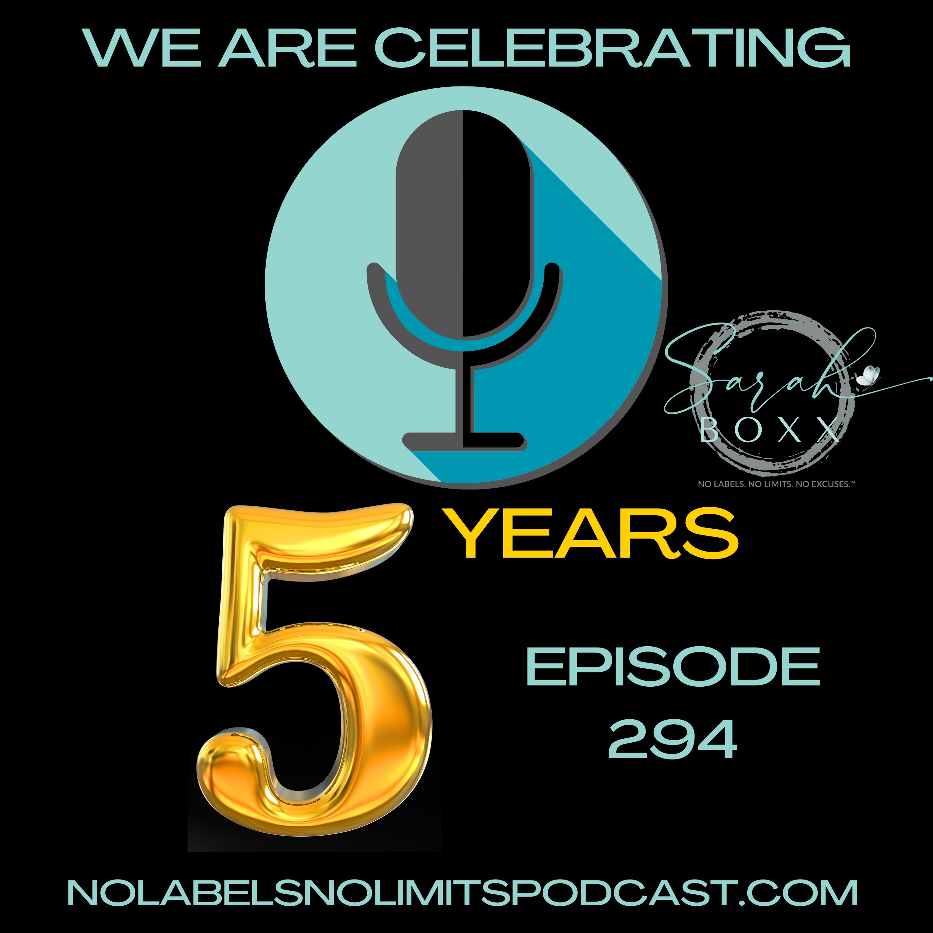 cover art for 294 -  FIVE Years of No Labels, No Limits with Host Sarah Boxx