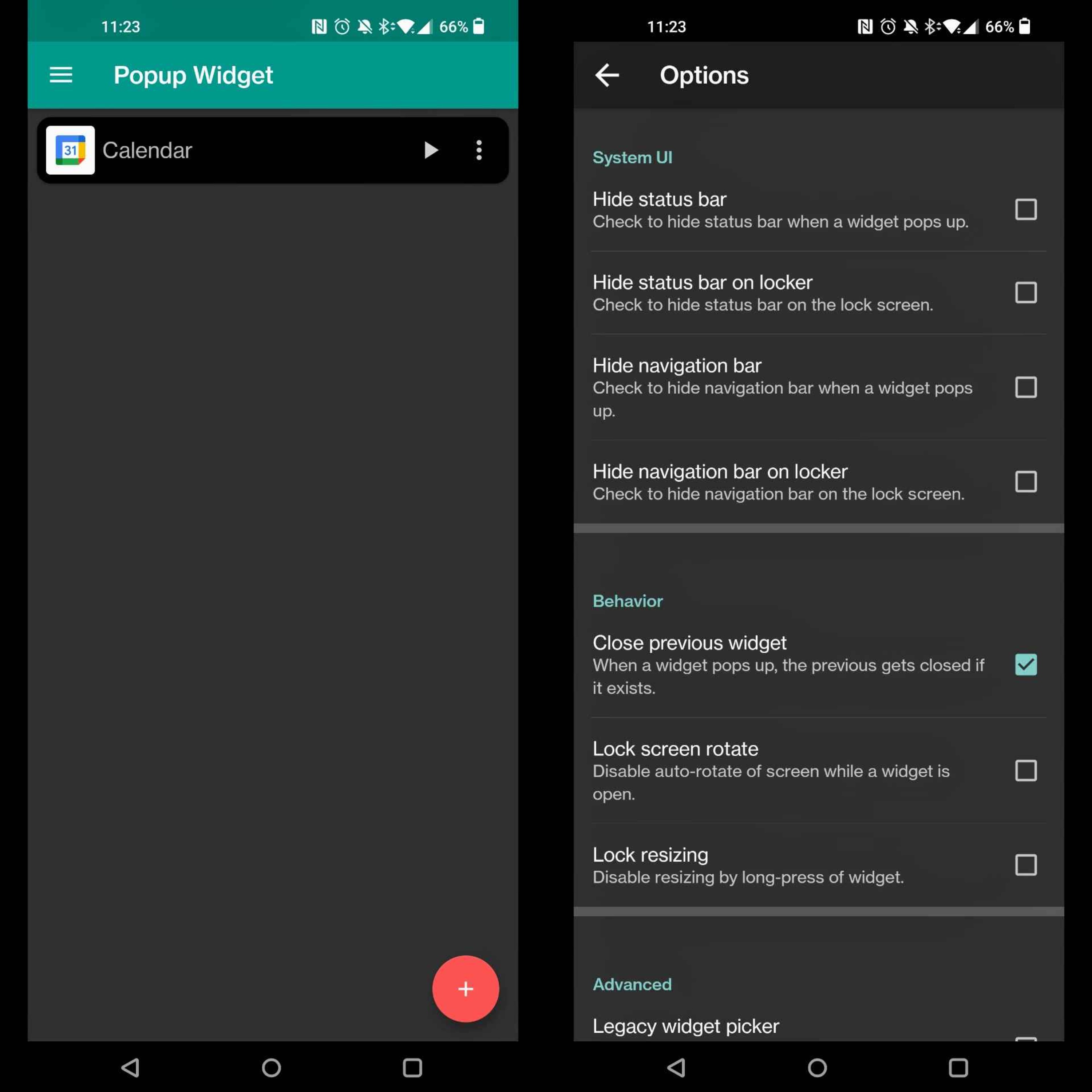 Pop Up Widget for Android