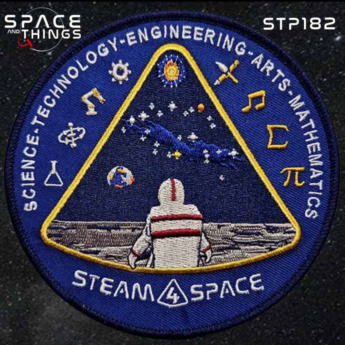 cover art for STP182 - Using Mission Patches To Inspire The Next Generation - STEAM4SPACE - with Logan Jaeren