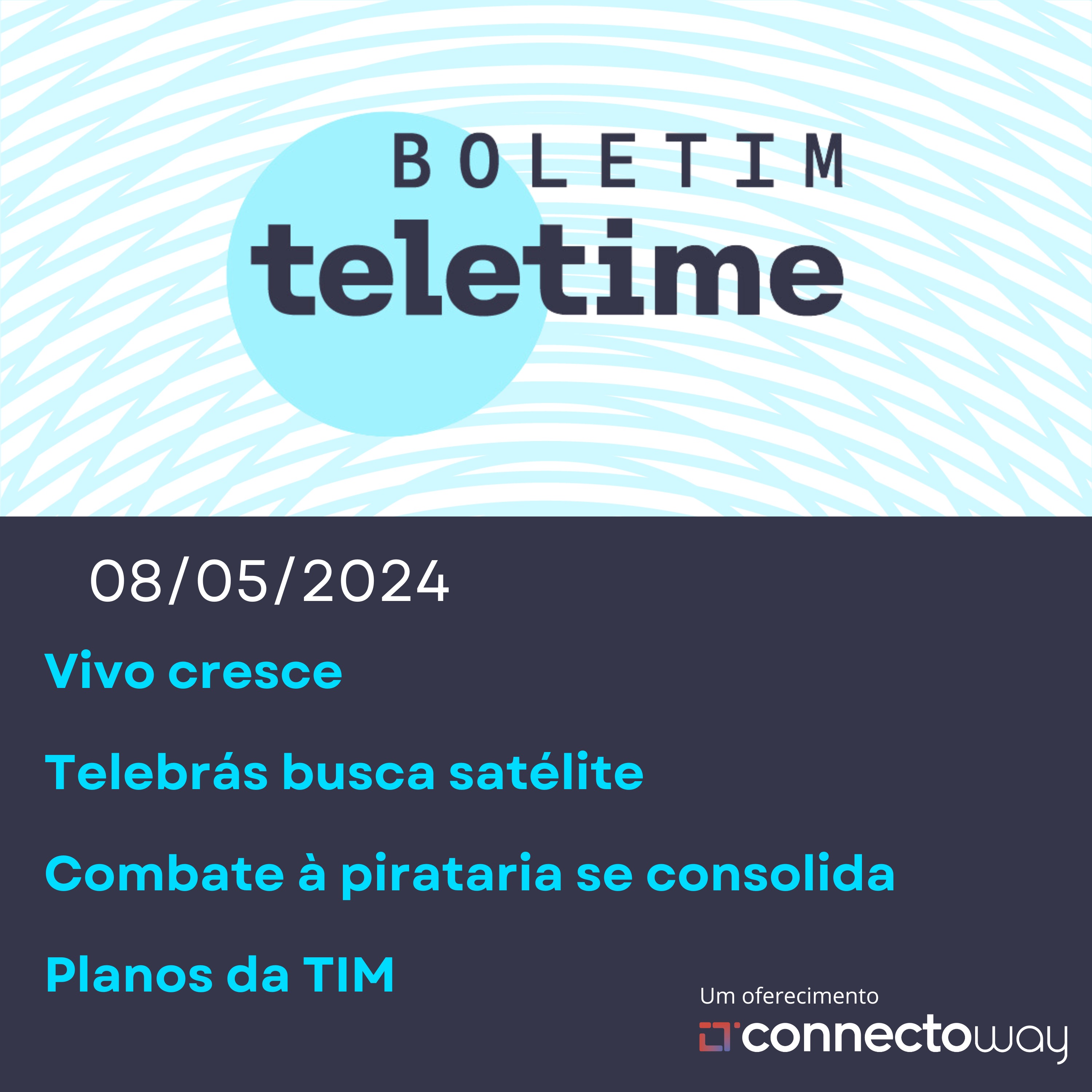 08/05/24 | Vivo cresce | Telebrás busca satélite | Combate à pirataria se consolida | Planos da TIM episode artwork