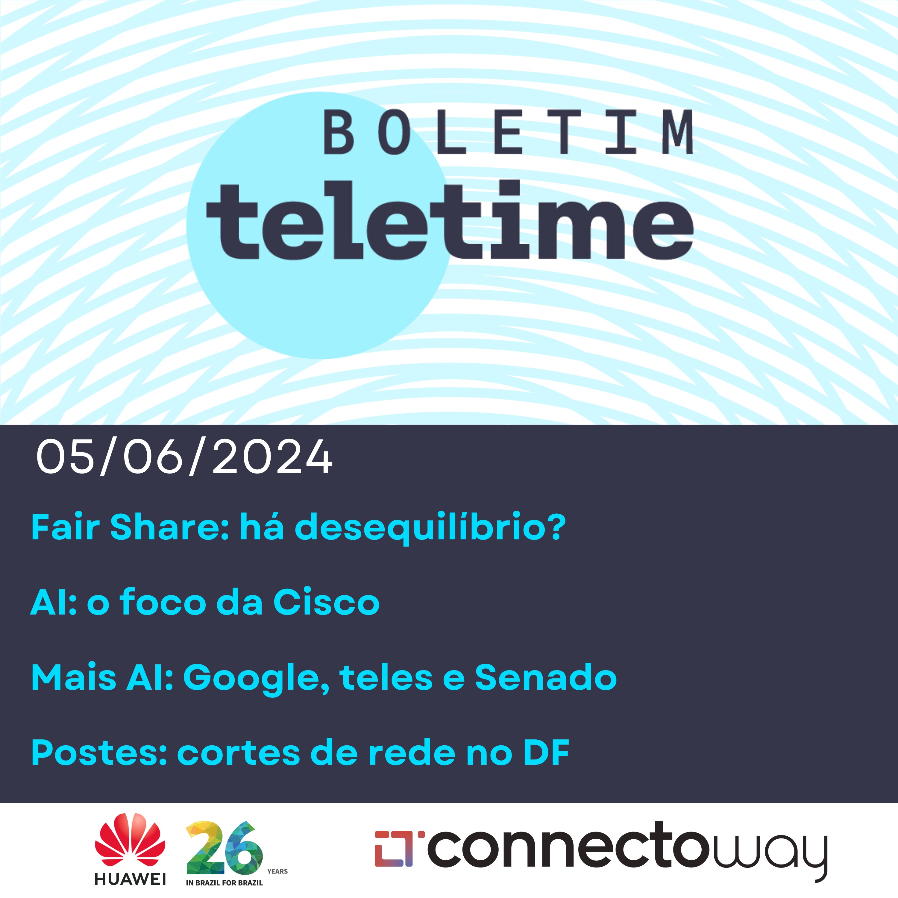 05/06/24 | Fair Share: há desequilíbrio? | AI: o foco da Cisco Mais | AI: Google, teles e Senado | Postes: cortes de rede no DF episode artwork