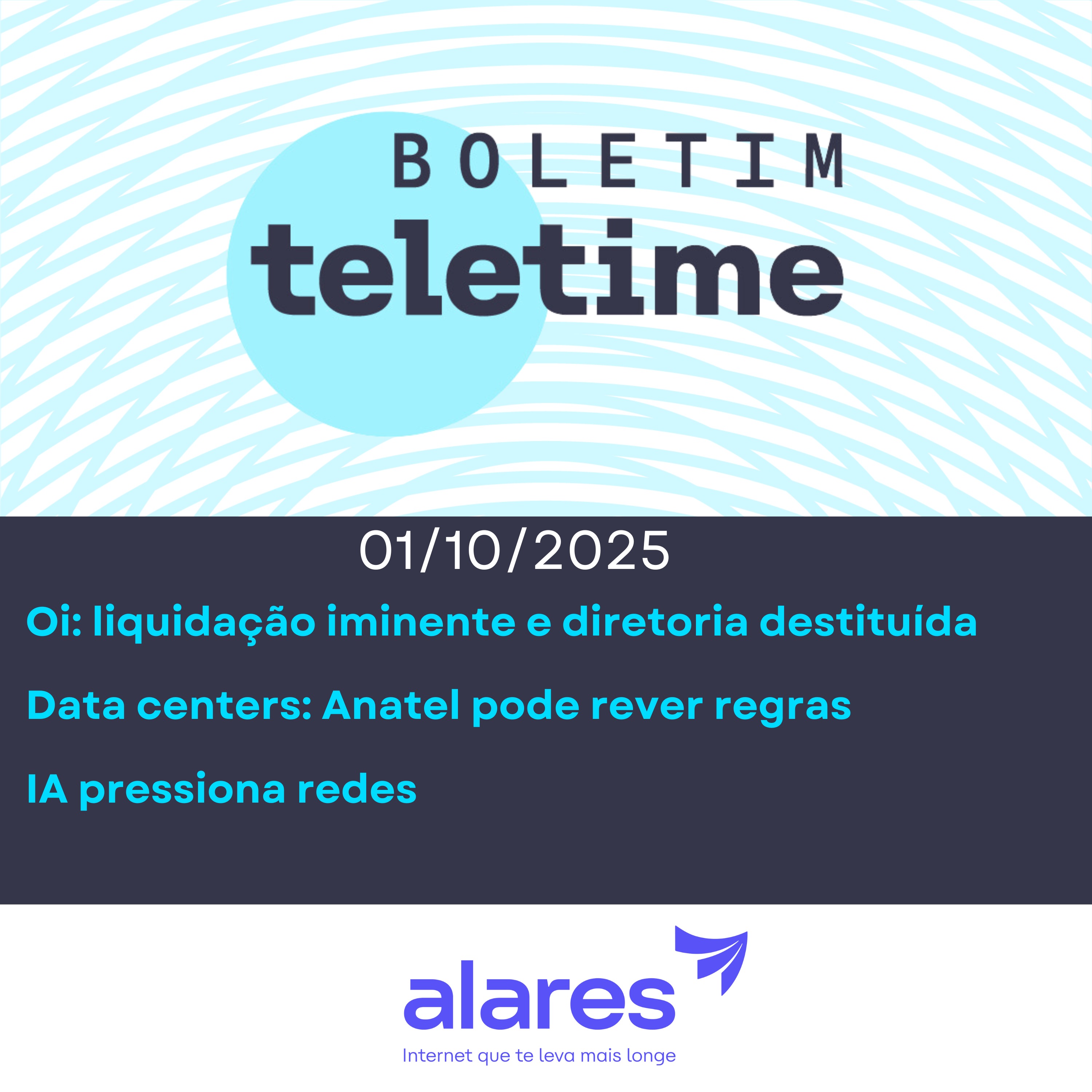 01/10/25 | Oi: decretada a intervenção | Data centers: Anatel pode rever regras | IA pressiona redes episode artwork