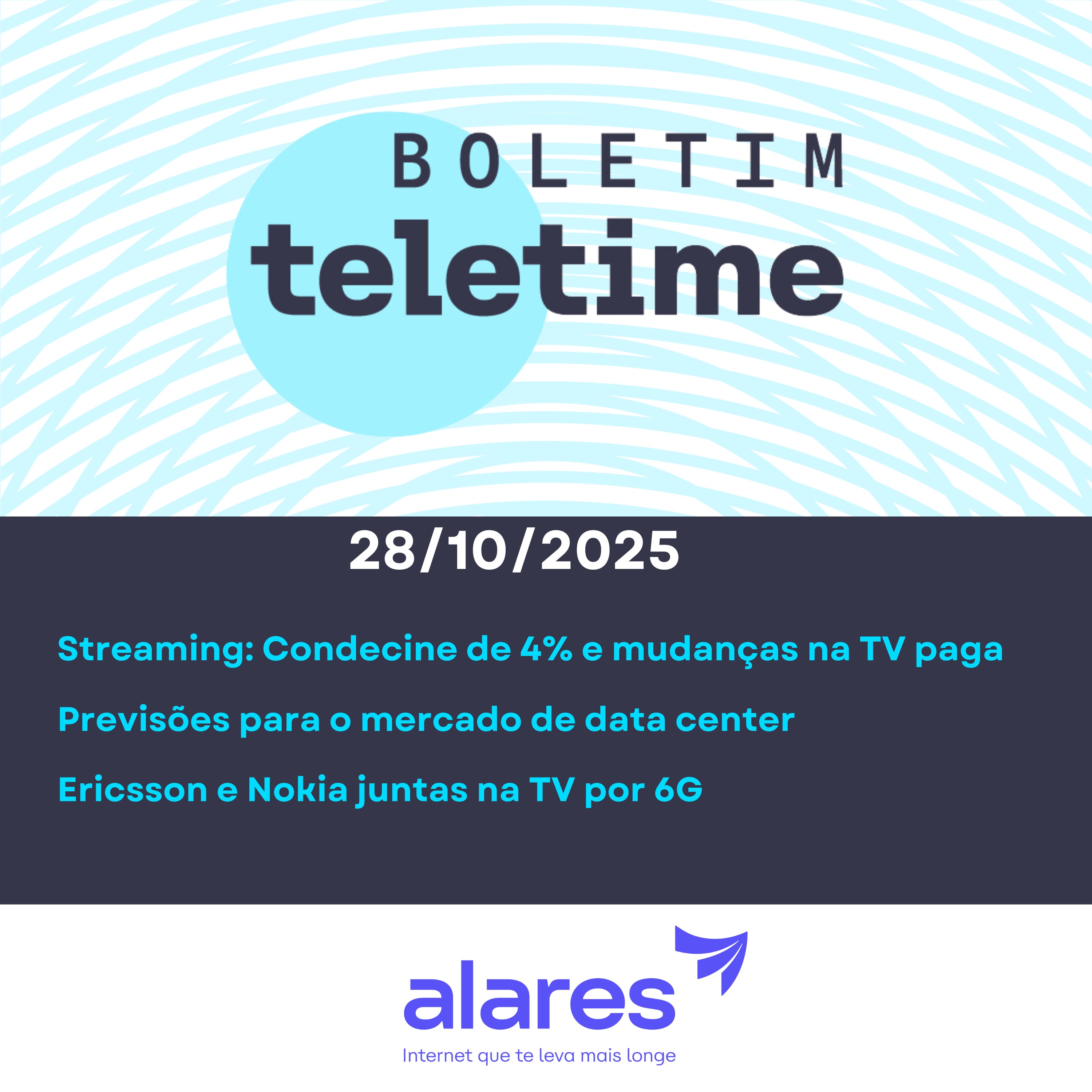 28/10/25 | Streaming: Condecine de 4% e mudanças na TV paga | Previsões para o mercado de data center | Ericsson e Nokia juntas na TV por 6G episode artwork