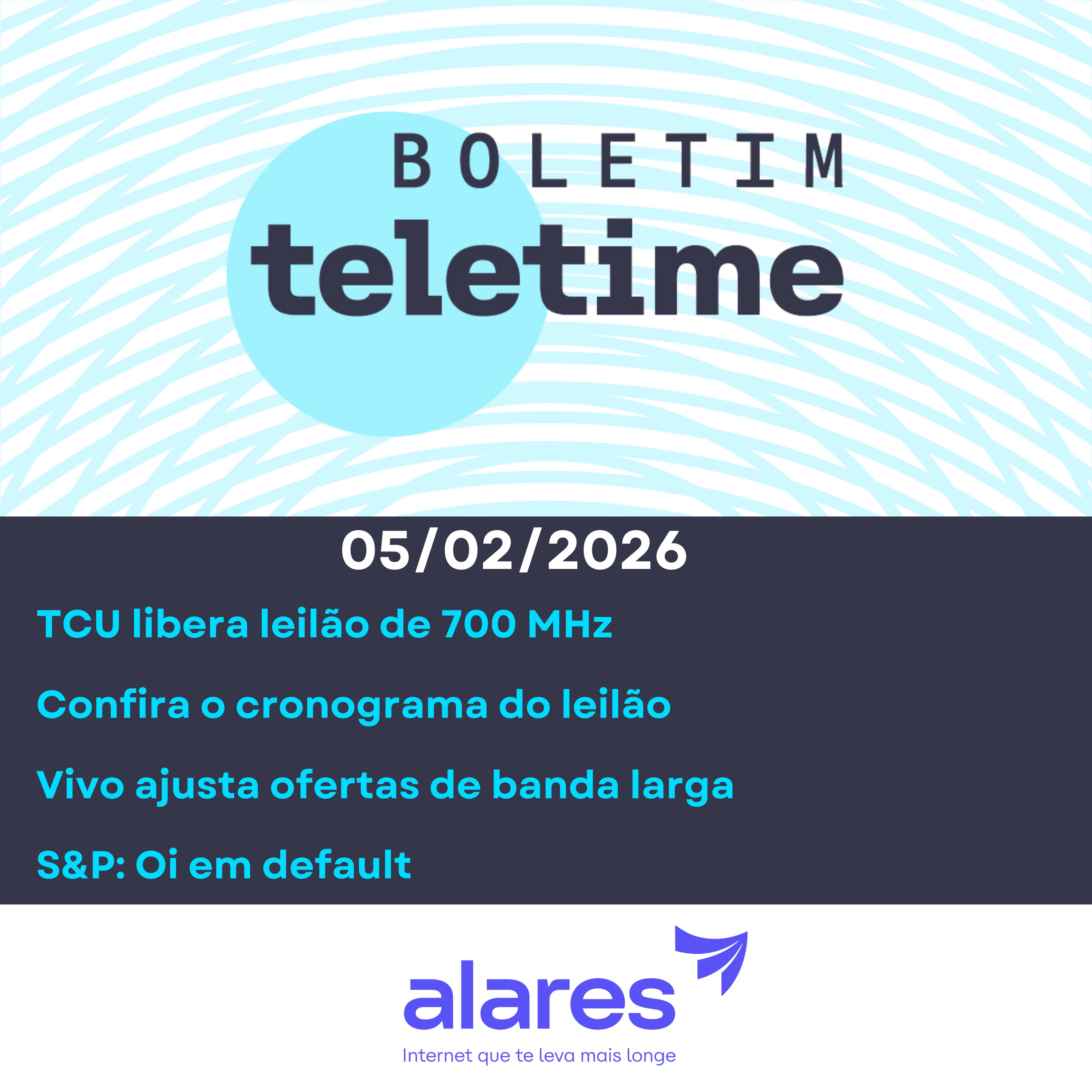 05/02/26 | TCU libera leilão de 700 MHz | Confira o cronograma do leilão | Vivo ajusta ofertas de banda larga | S&P: Oi em default episode artwork