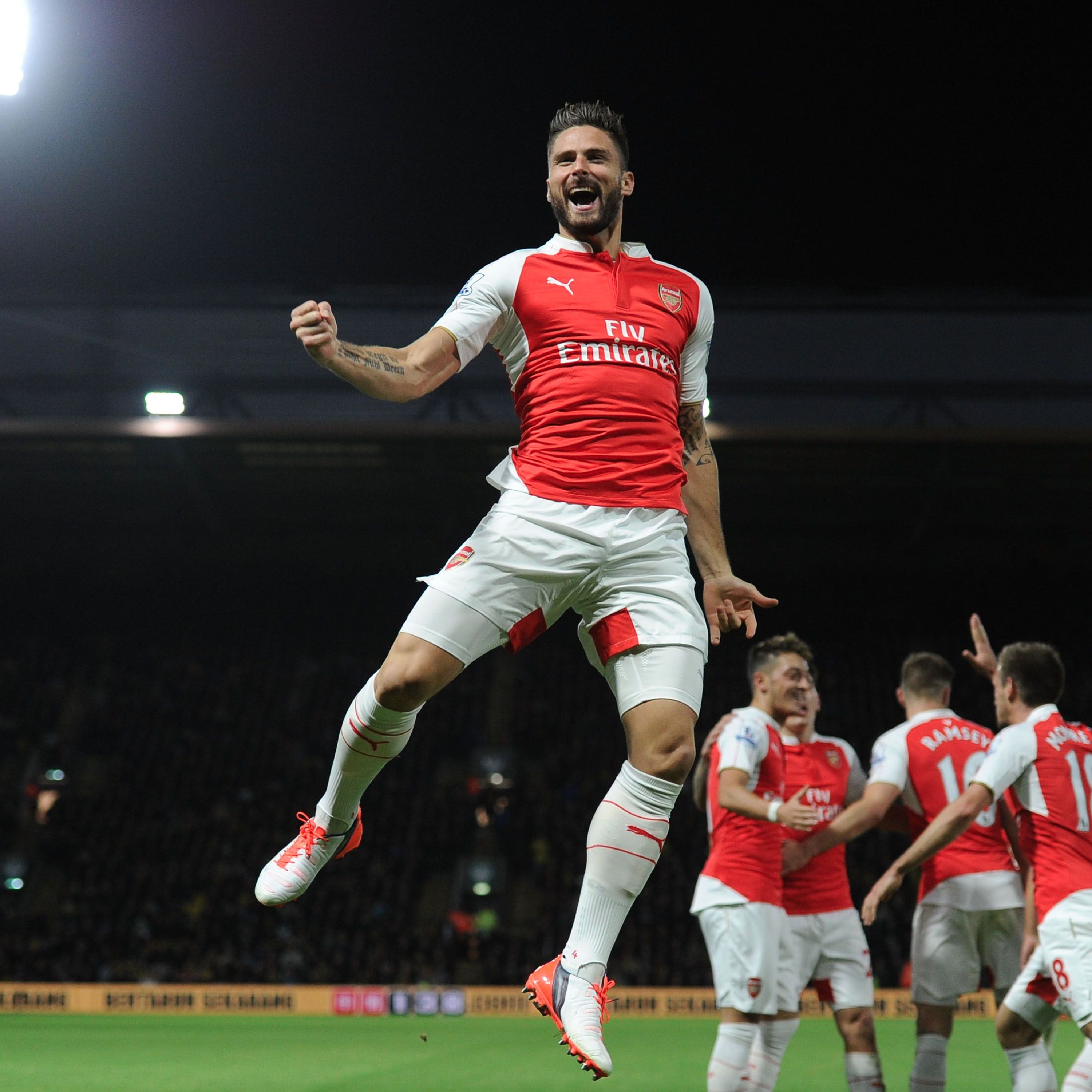 cover art for Alexis, Giroud and Ramsey score as Arsenal beat Watford
