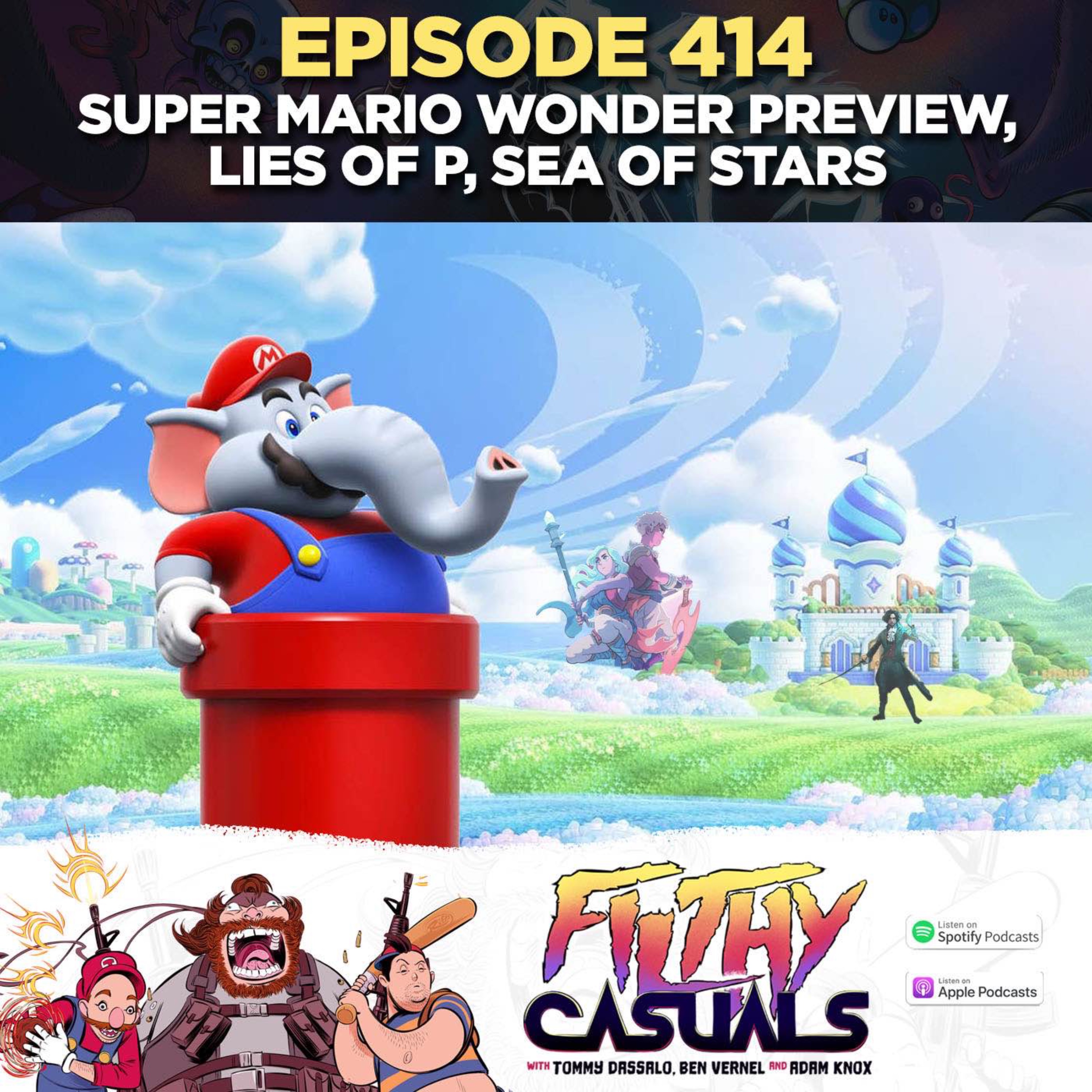 cover art for Episode 414: Super Mario Bros. Wonder Preview, Lies of P, Sea of Stars