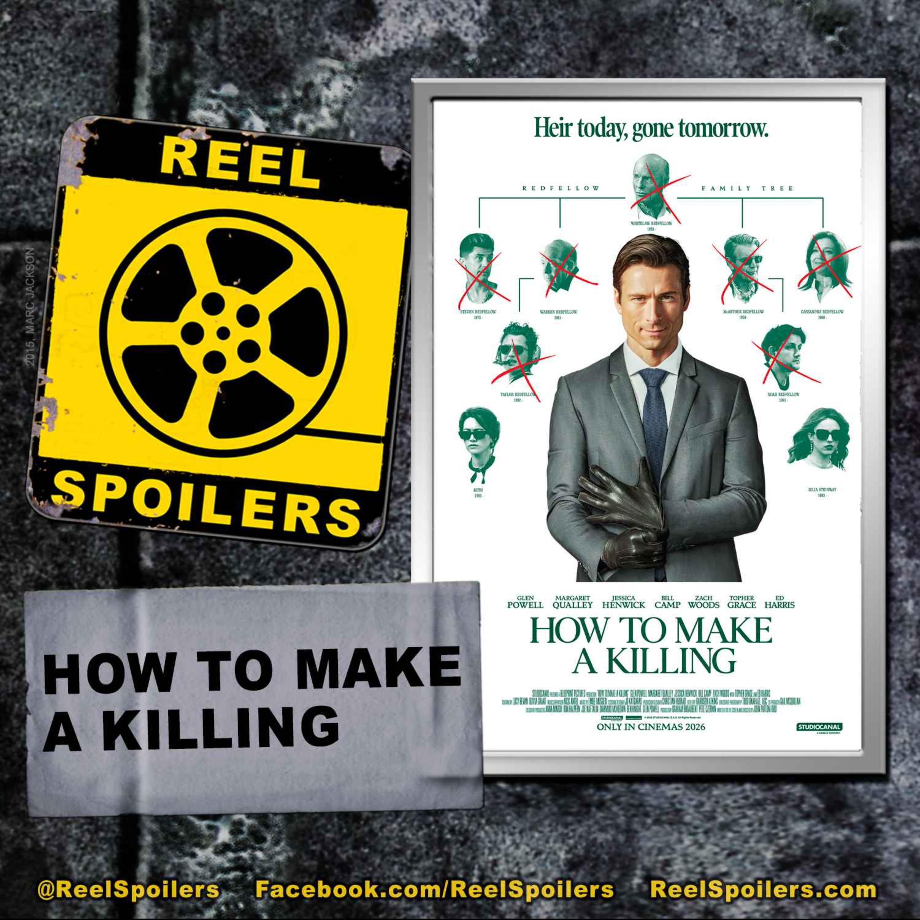 HOW TO MAKE A KILLING Starring Glen Powell, Margaret Qualley, Jessica Henwick, Adrian Lukis