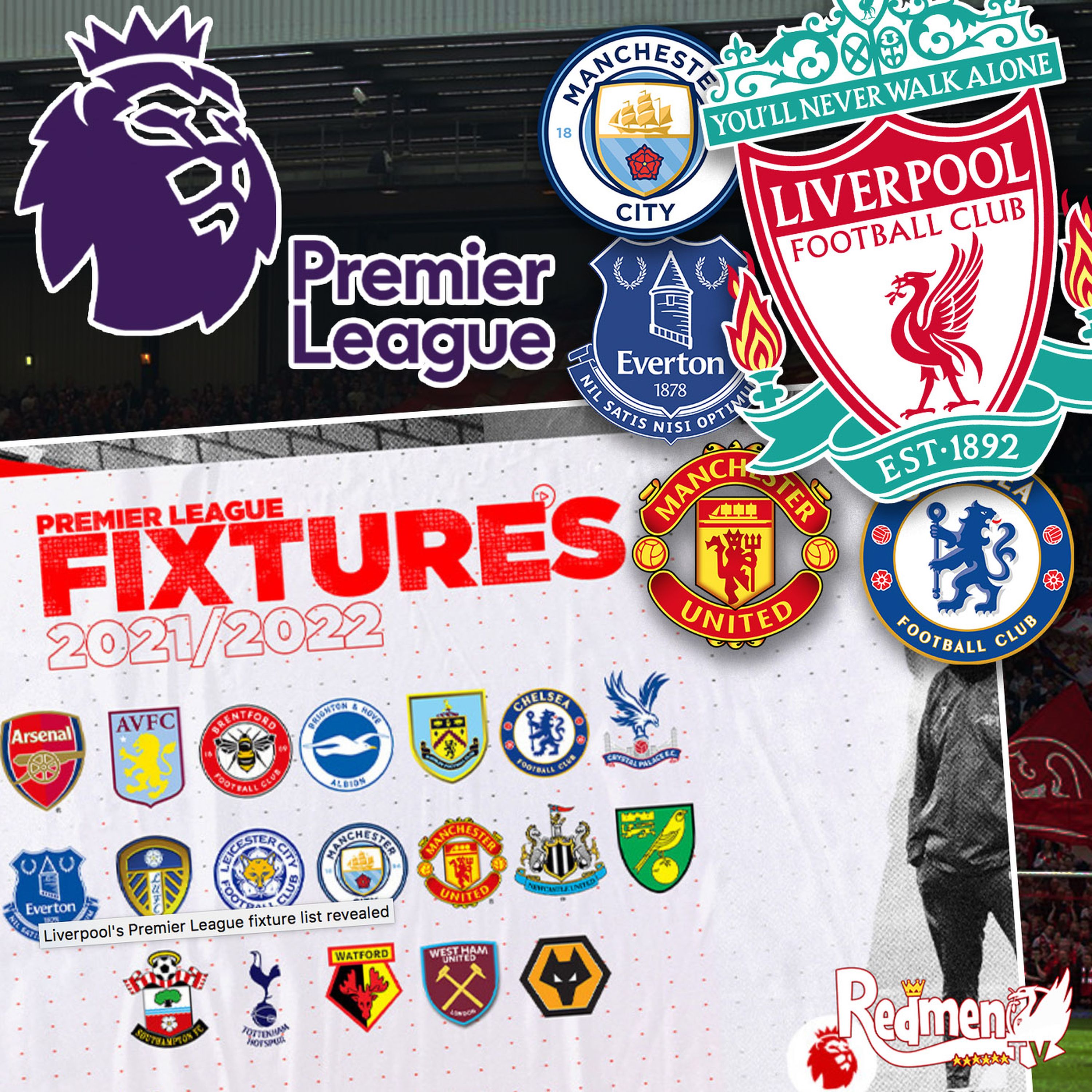cover art for Liverpool FC's 21/22 Premier League Fixtures RELEASED | Redmen TV Reaction