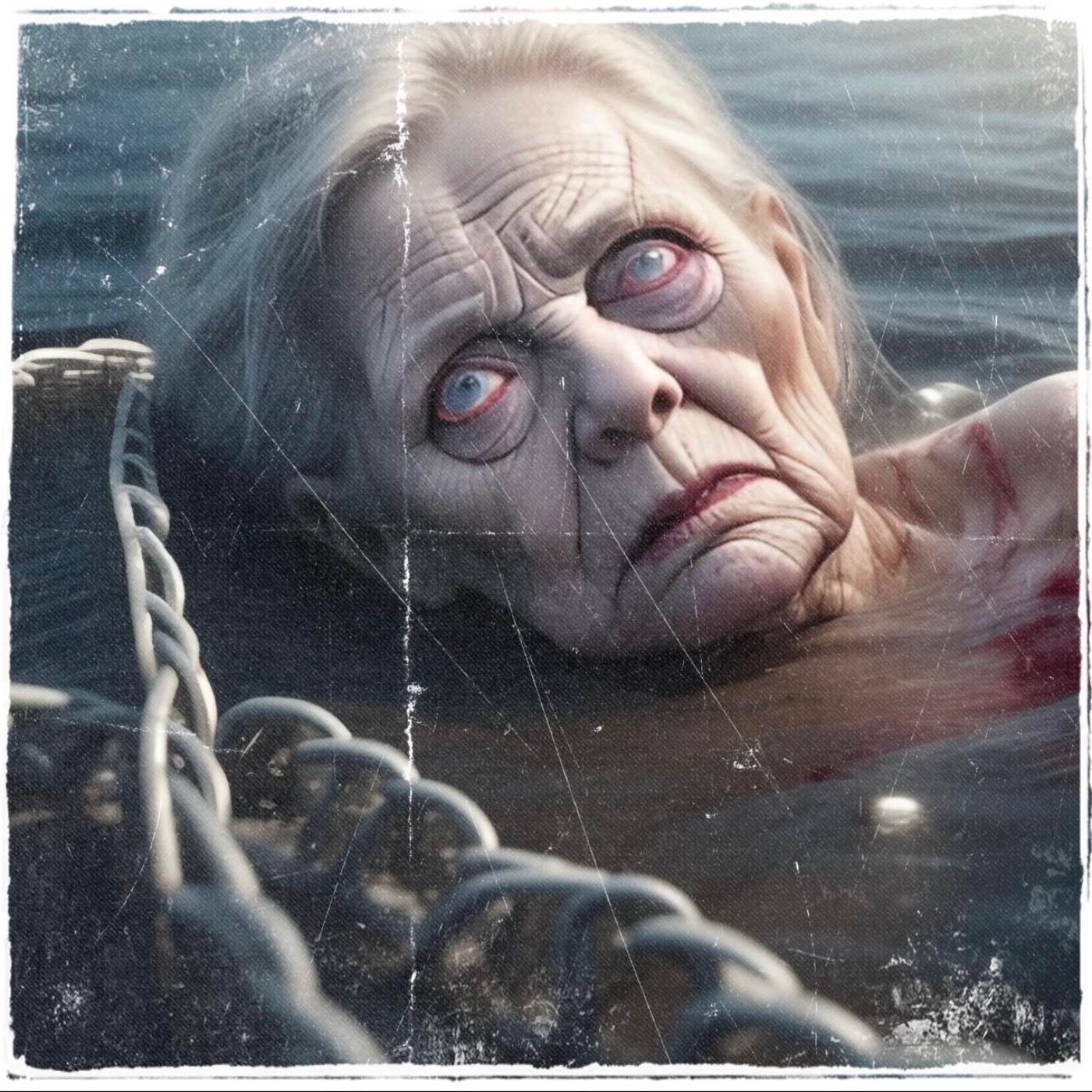Det strirrande liket i vattnet, lindat i taggtråd. episode artwork
