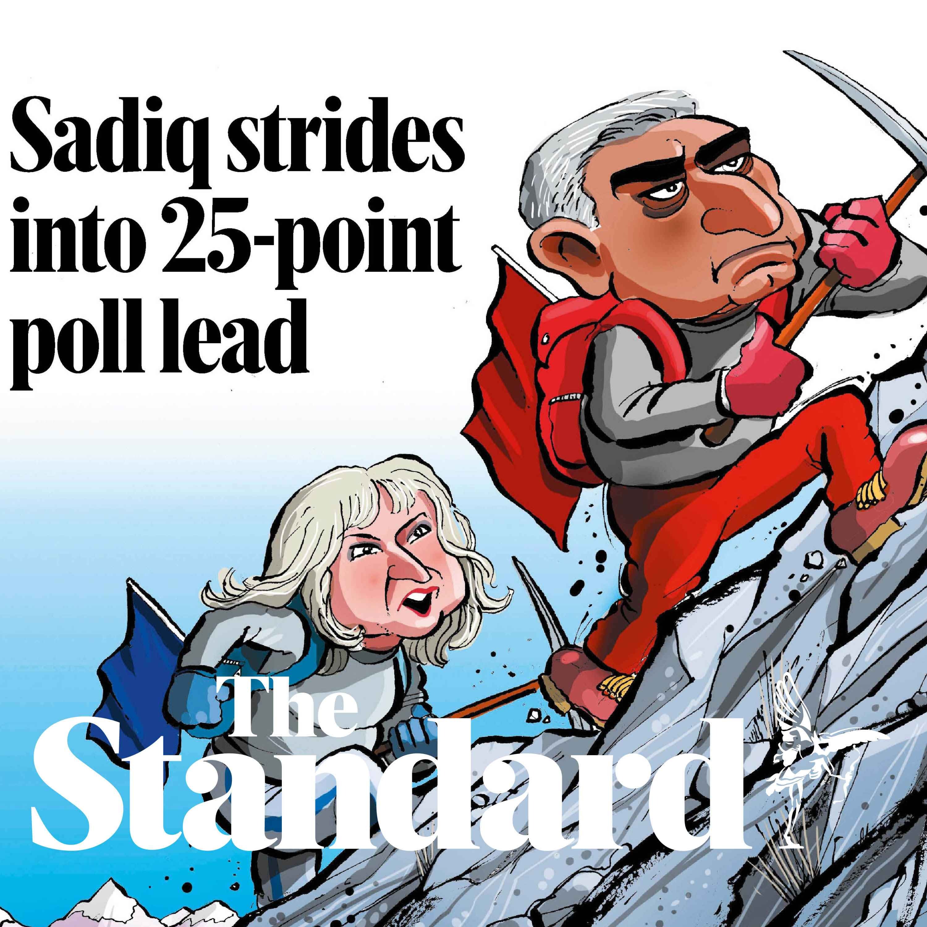 cover art for Sadiq Khan strides into 25-point poll lead