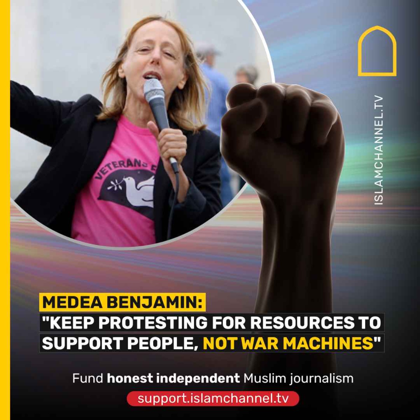 MEDEA BENJAMIN: "KEEP PROTESTING FOR RESOURCES TO SUPPORT PEOPLE, NOT WAR MACHINES"