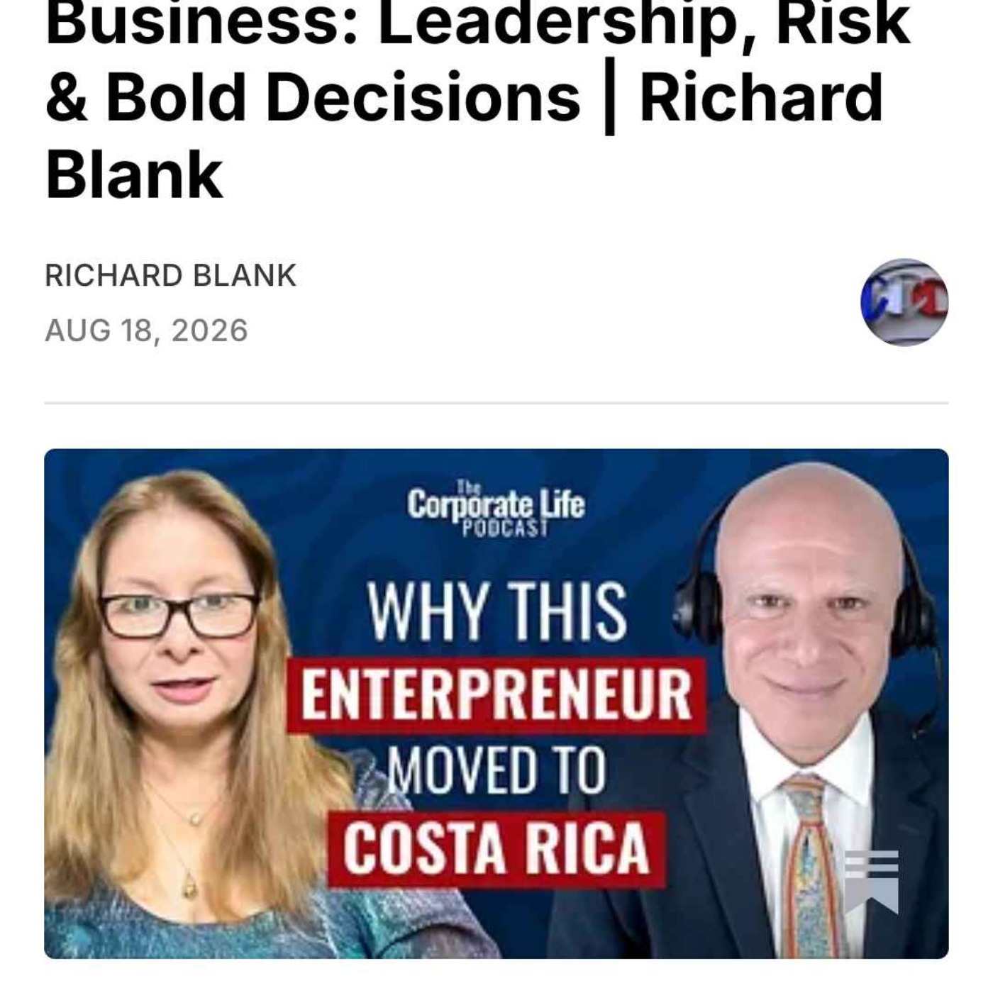 Breaking the Rules of Business: Leadership, Risk & Bold Decisions | Richard Blank. The Corporate Life – Billion Dollar Conversations.  episode artwork