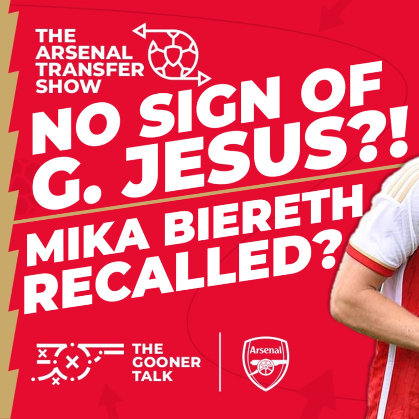 The Arsenal Transfer Show EP409: Gabriel Jesus Missing, Mika Biereth Returns, Nketiah Sale, Liverpool & More! - podcast episode cover