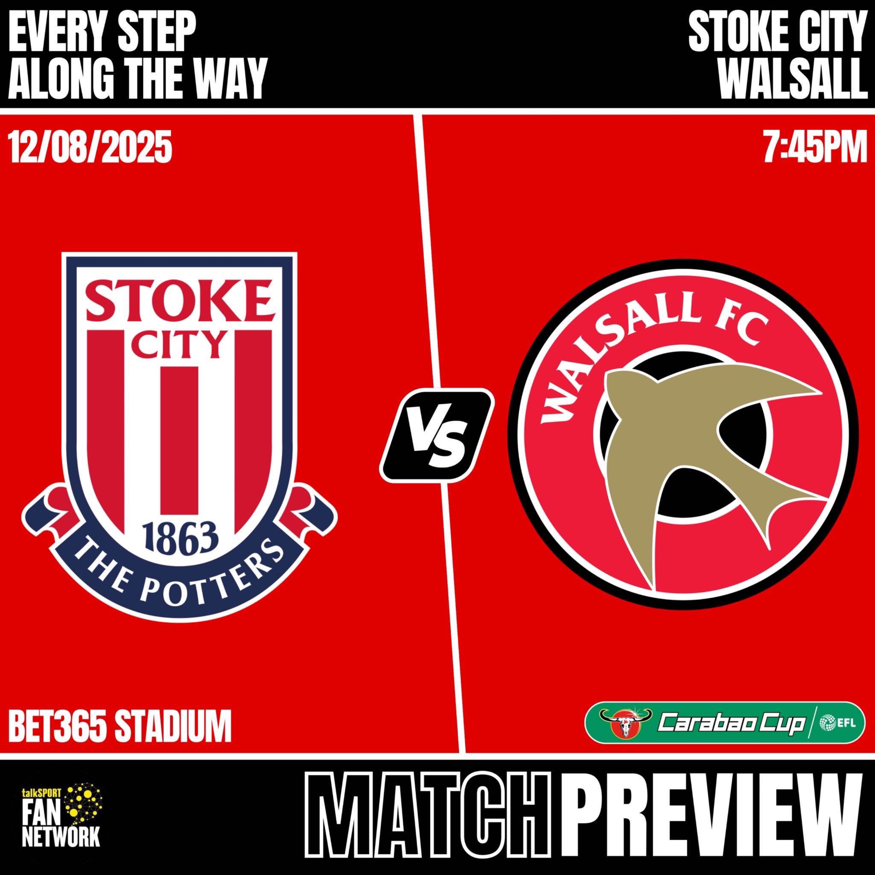Match Preview - Walsall(H) - Carabao Cup R1