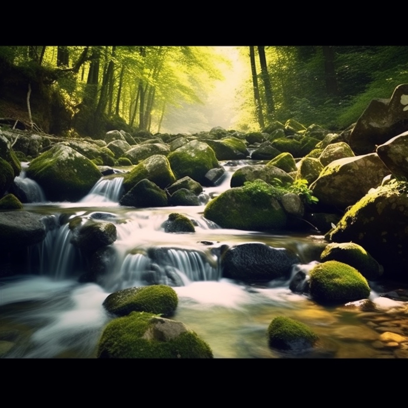 Calming Water Stream and Rock  Small Waterfall and River (8 hours) White Noise for sleeping