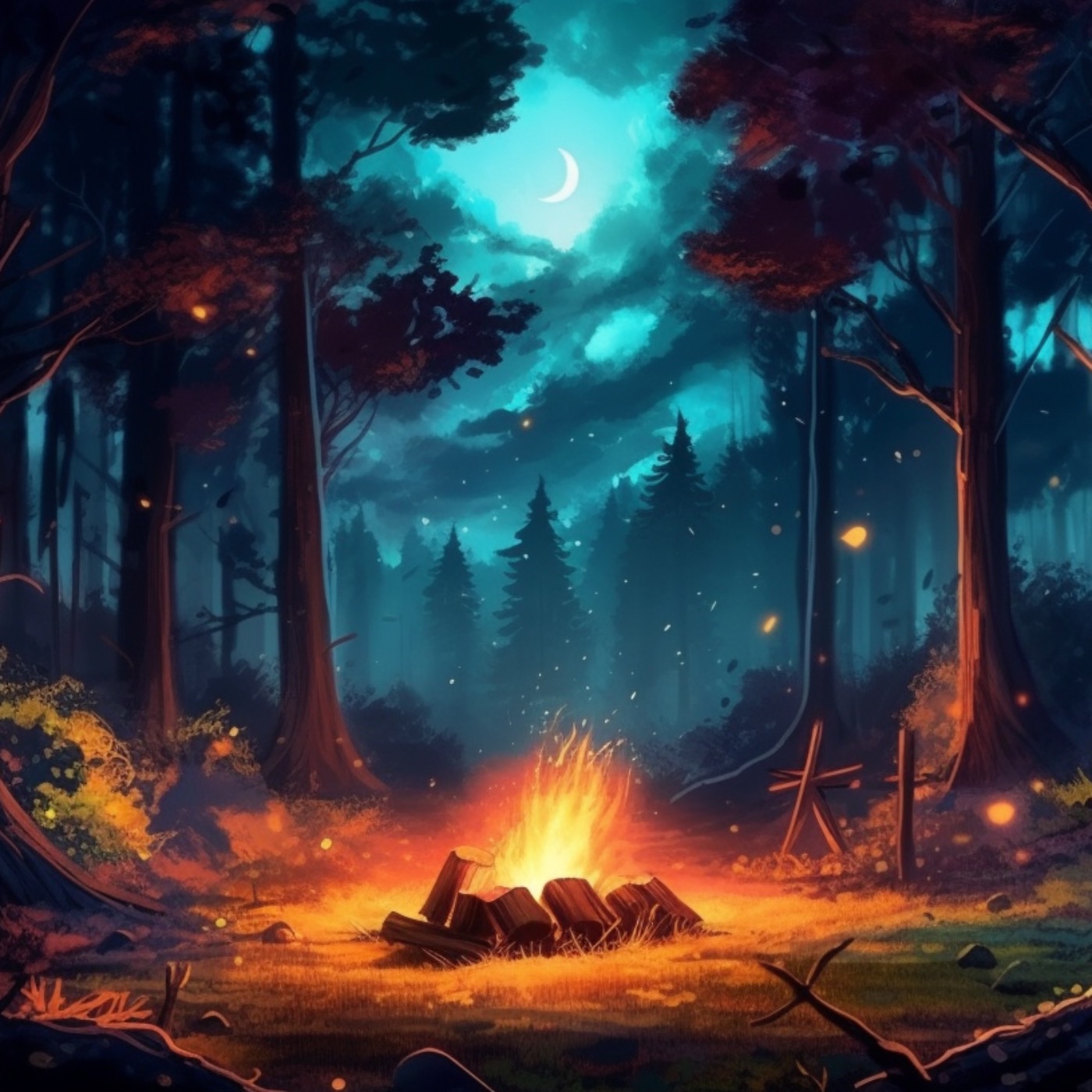 8 Hours of Soothing Campfire Forest Ambience for Sleep, Meditation, and Stress Relief