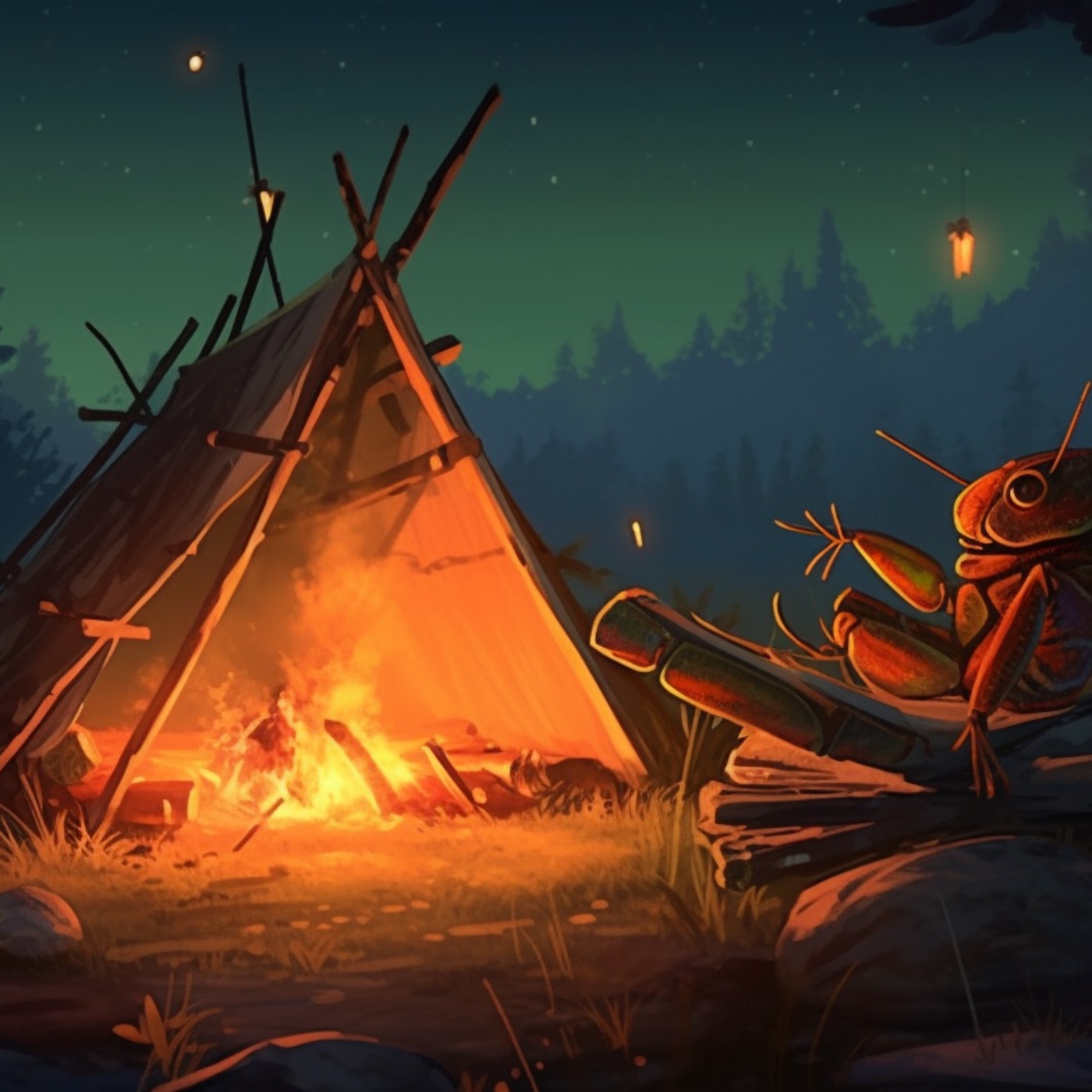 10 Hours of Relaxing Campfire and Crickets Sounds for a Good Night's Sleep