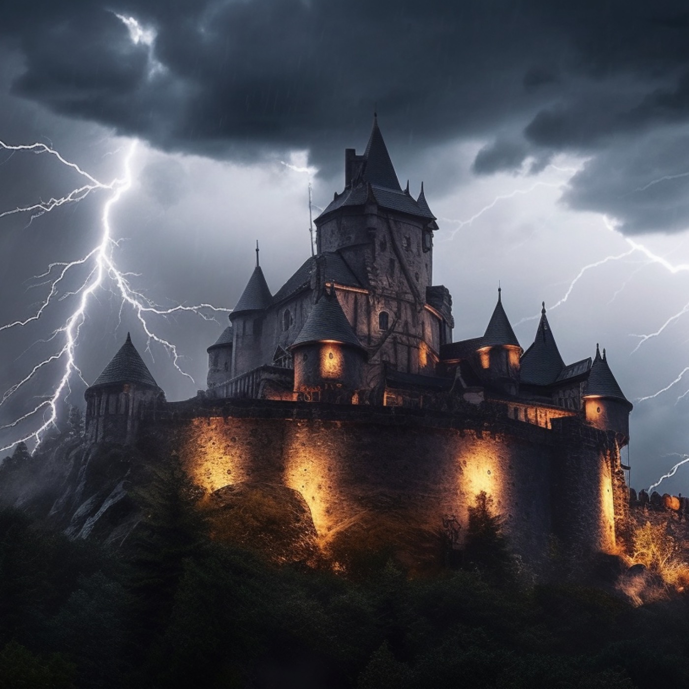 Epic Castle Thunderstorm | Rain, Wind, Loud Thunder & Lightning, with Sounds of Crows and Wolves