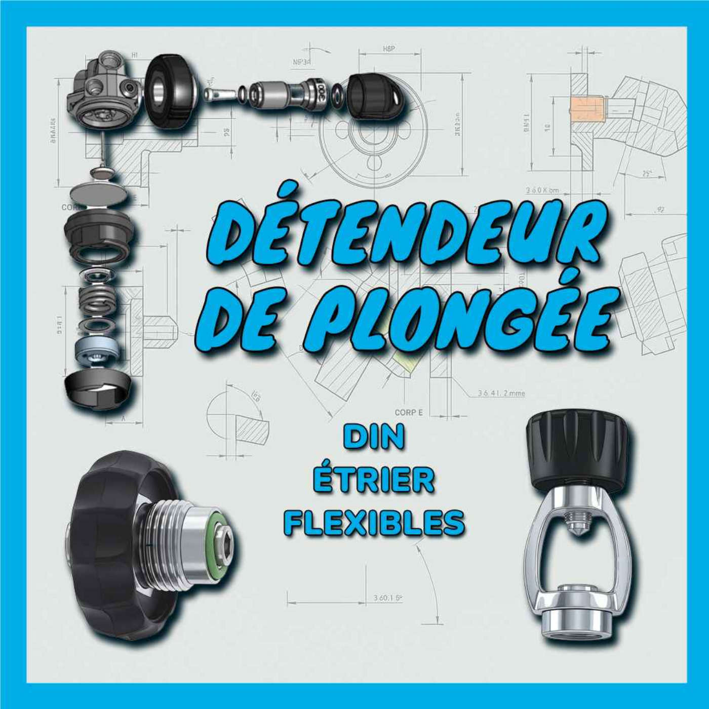 Détendeur de plongée : DIN / étrier et flexibles