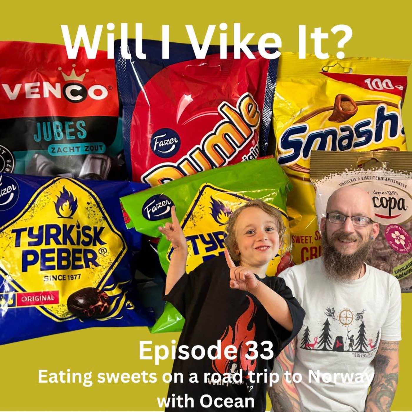 Eating sweets on a road trip to Norway with Ocean
