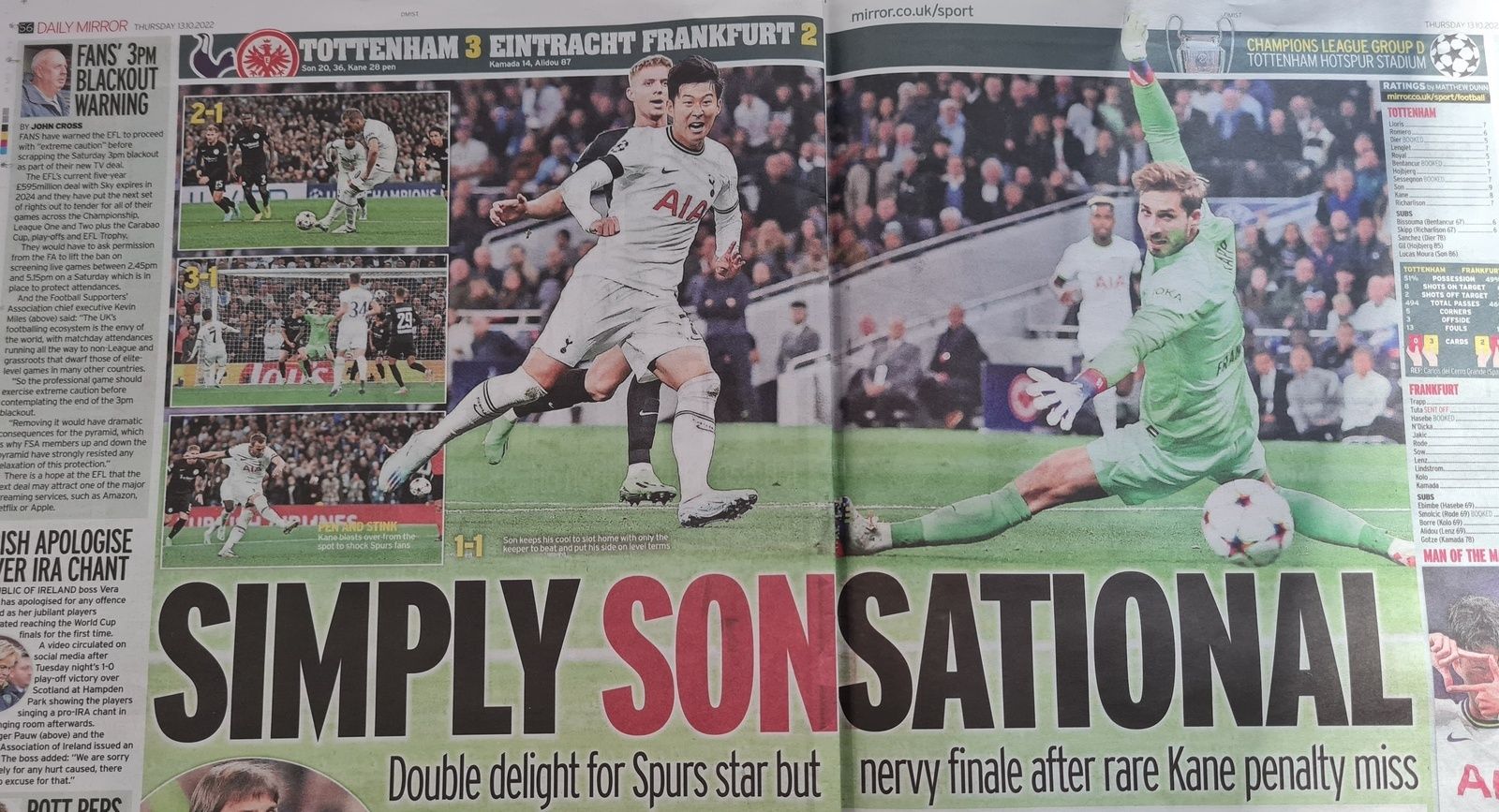 509: SPURS CHAT: SPURS IN THE MEDIA & PLAYER RATINGS: Tottenham 3-2 Frankfurt: Simply Sonsational 원더골 이후 오늘의 신문 속 손흥민 (Daily Tottenham/Spurs Podcast)