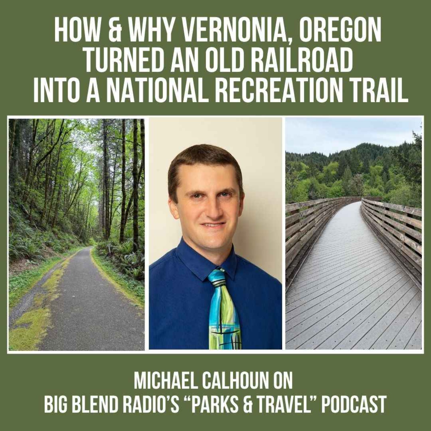 Michael Calhoun on the Banks-Vernonia Oregon State Trail episode artwork