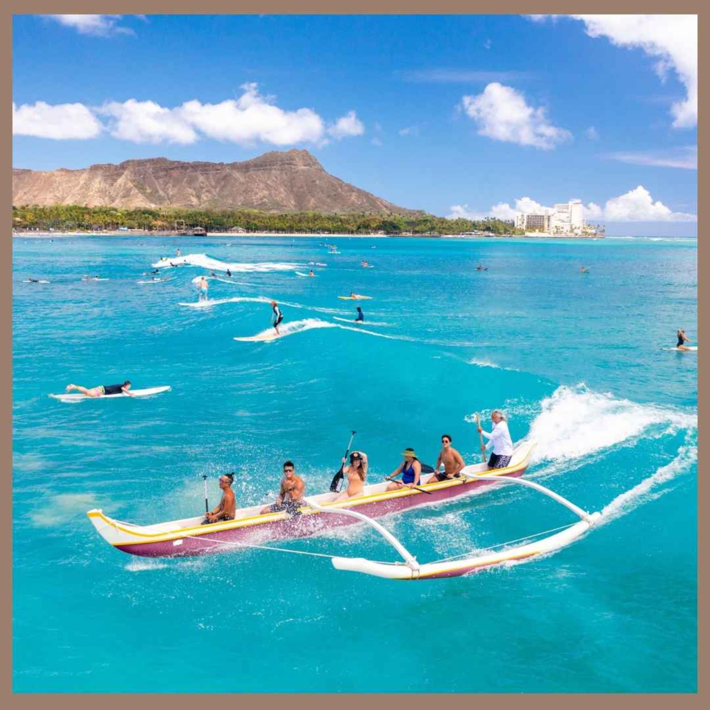 Debbie Stone - Outrigger Surfing Canoe Ride at Waikiki Beach