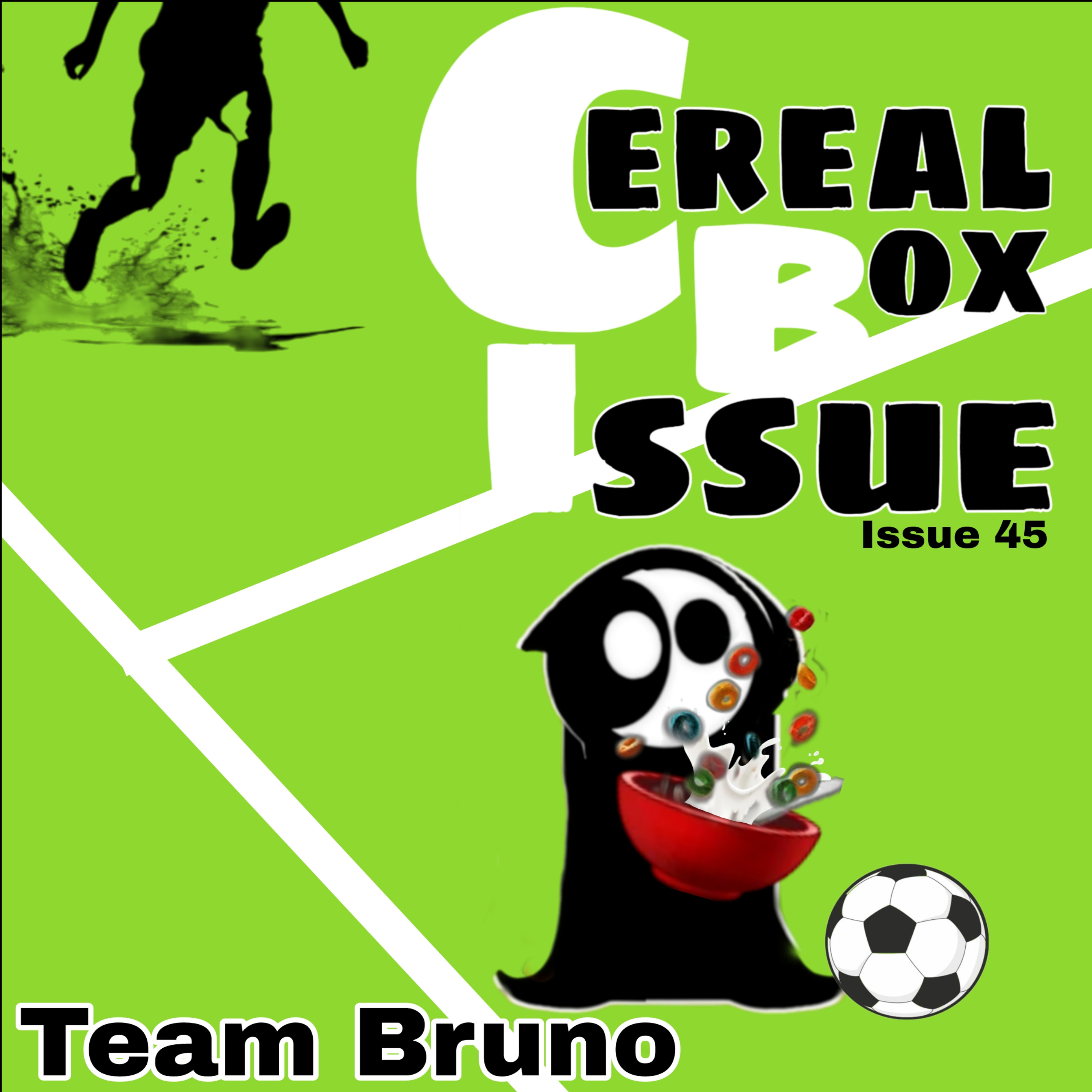 Cereal box issue 45. Team Bruno episode artwork