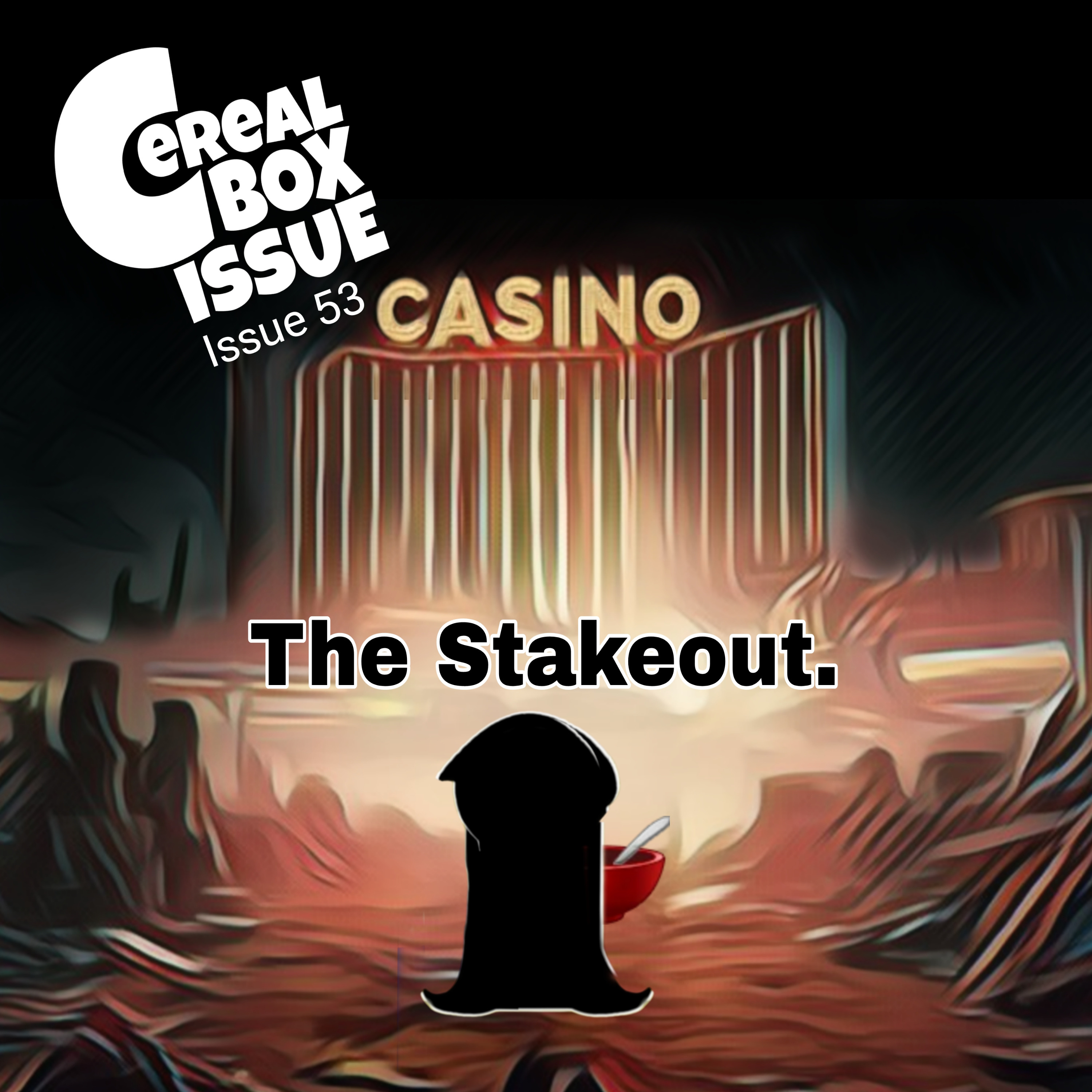 Cereal box issue 53. The stakeout episode artwork