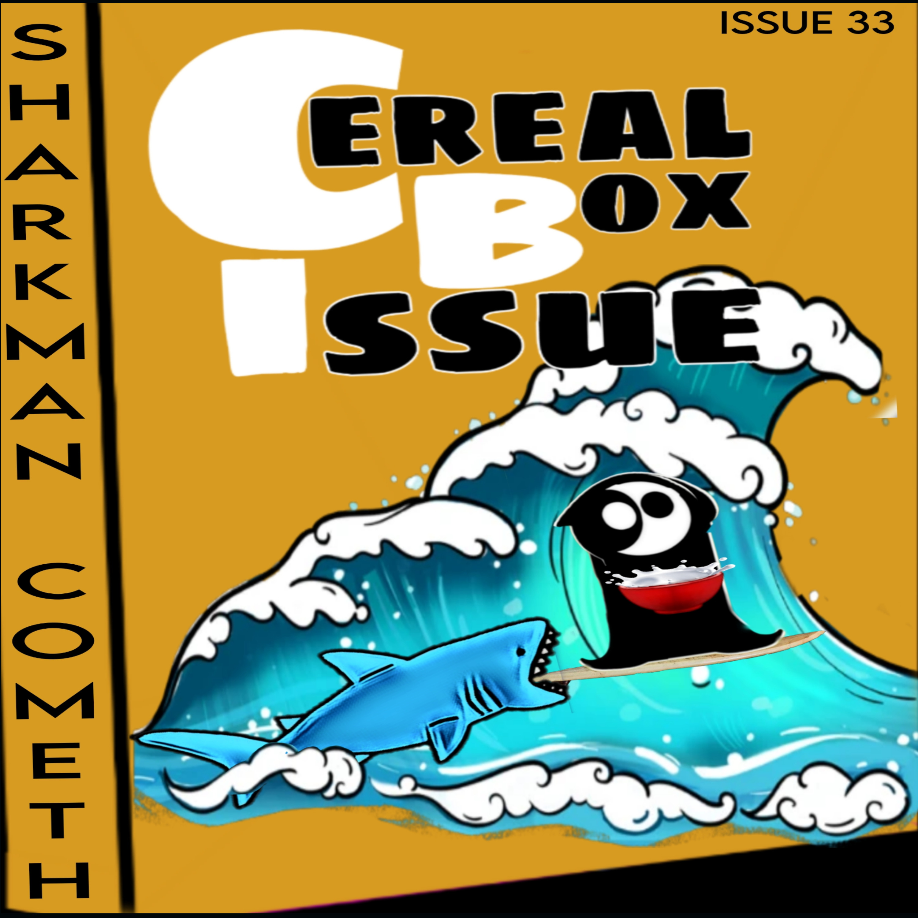 Cereal box issue 33. The sharkman cometh. episode artwork