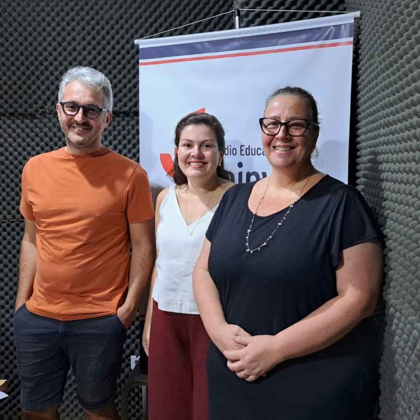 PAPO EM DIA - Viva Noite! Mercado Criativo na Praça Wetzel da Universidade Católica de Santa Catarina - Organizador do evento, André Guesser; Docentes e Arquitetas, Laura Moure e Marianne Gomes.