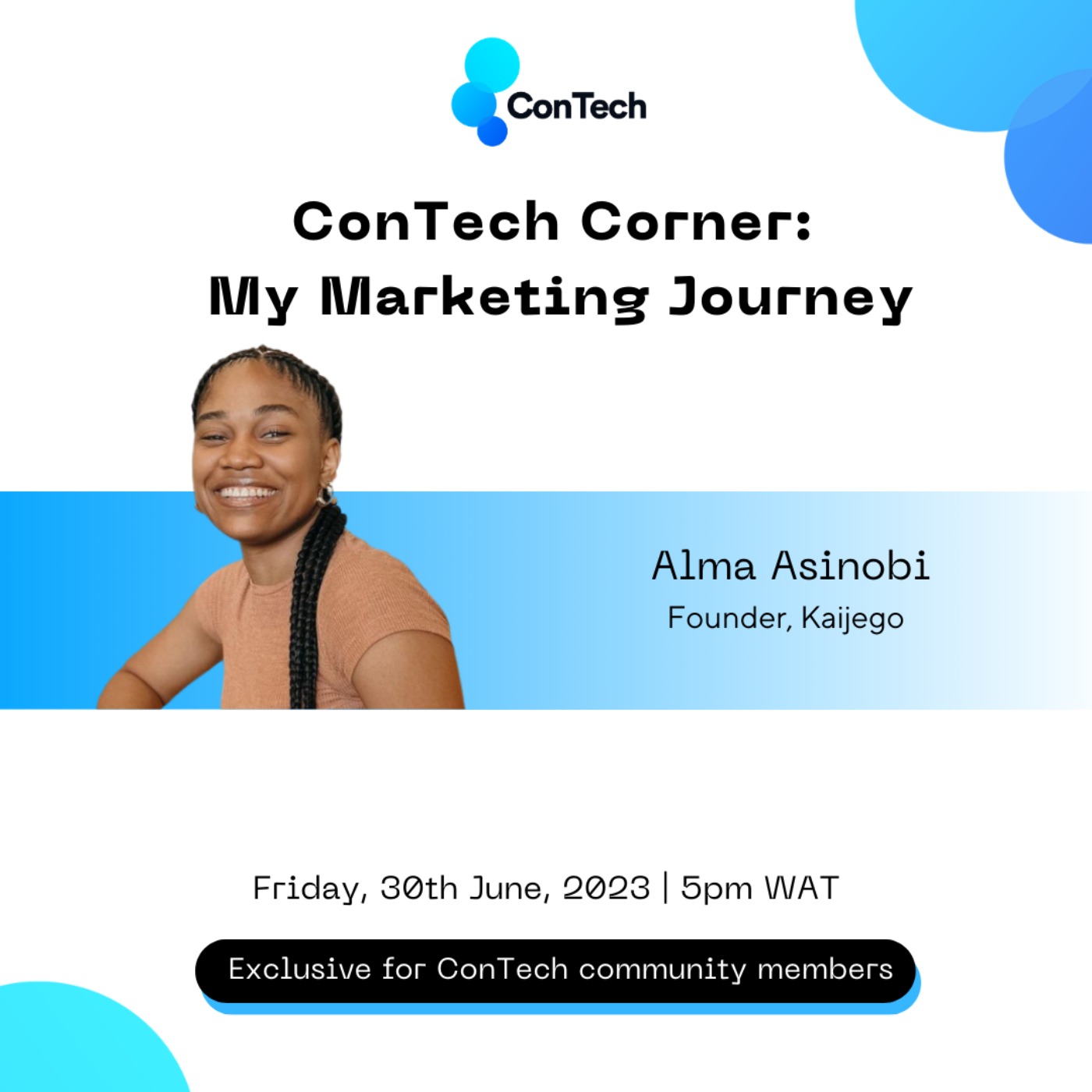 cover art for ConTech Corner with Alma Asinobi (Content Creator & Marketer)
