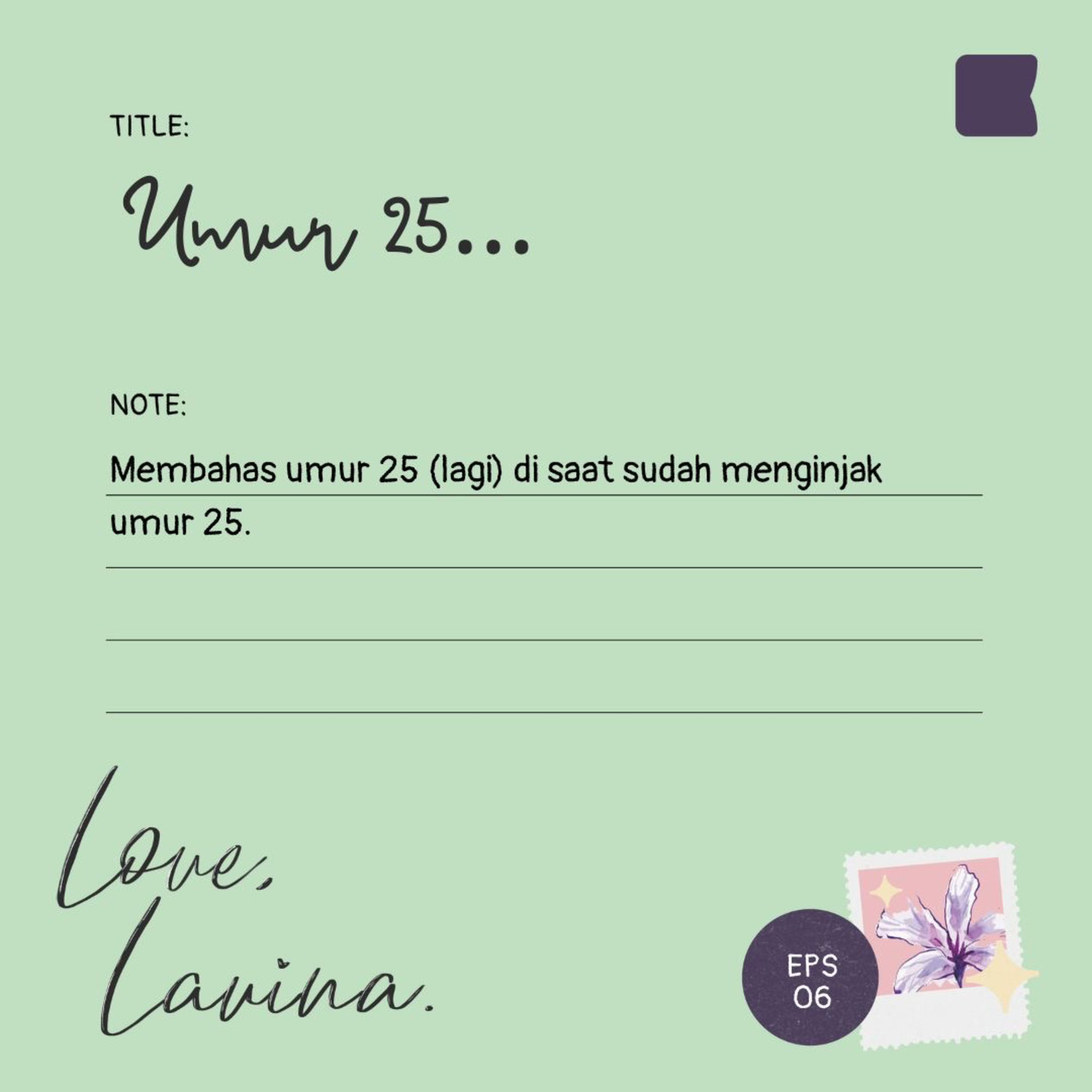 Love, Lavina.