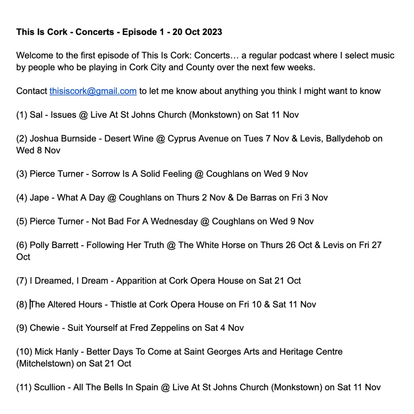 This Is Cork - Concerts - Episode 1 - 20 Oct 2023