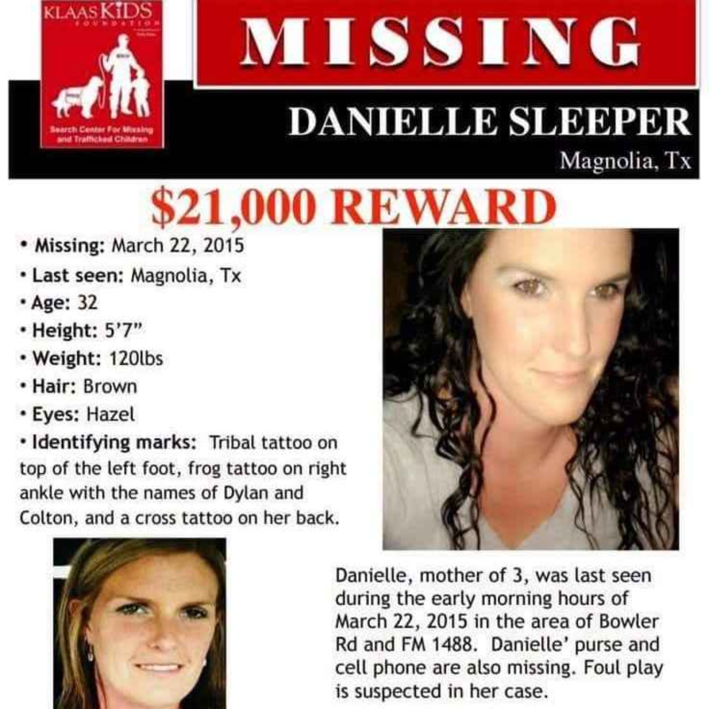 MISSING: Danielle Sleeper (Magnolia, Texas)