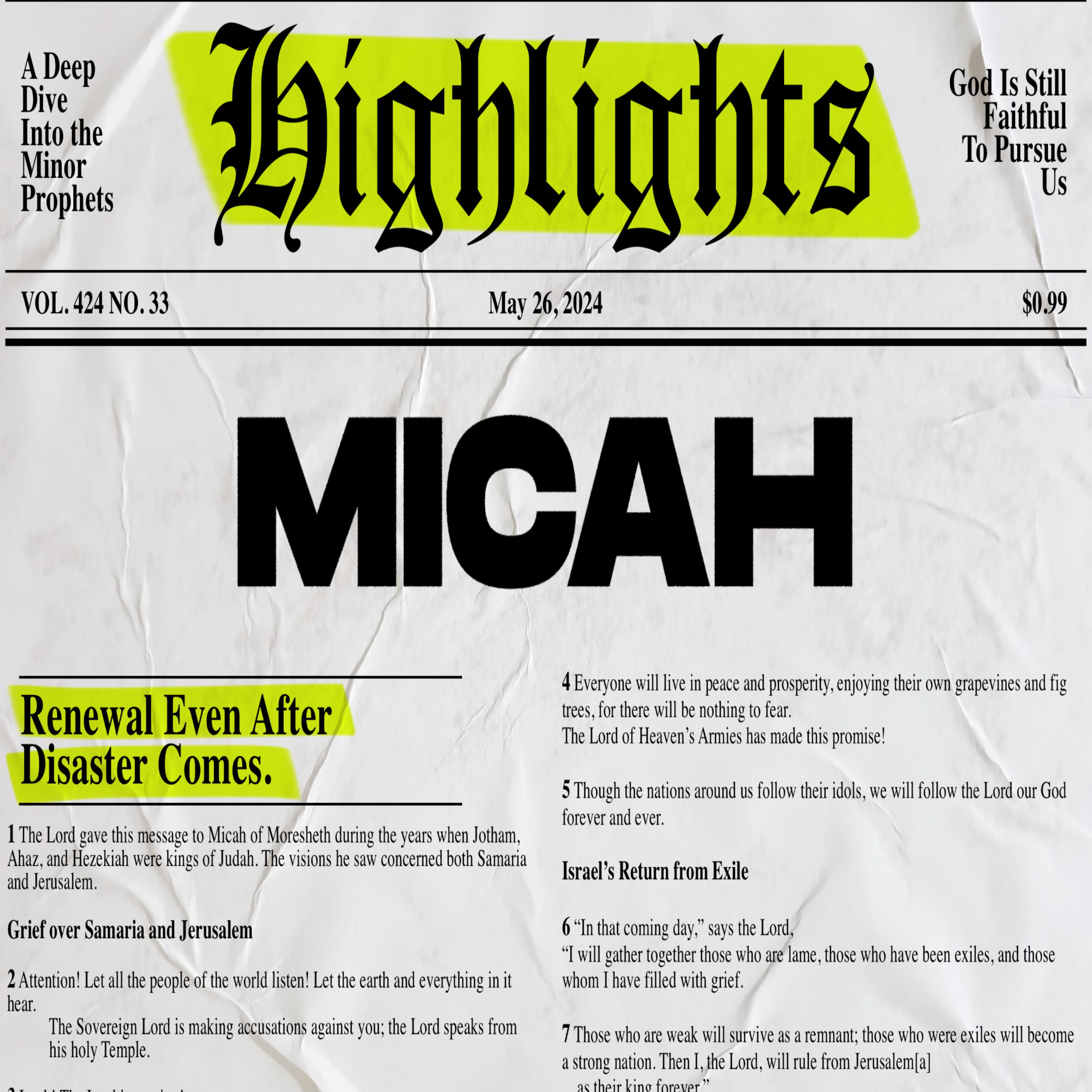 Highlights: Week 6 - Micah: BE Good DO Good