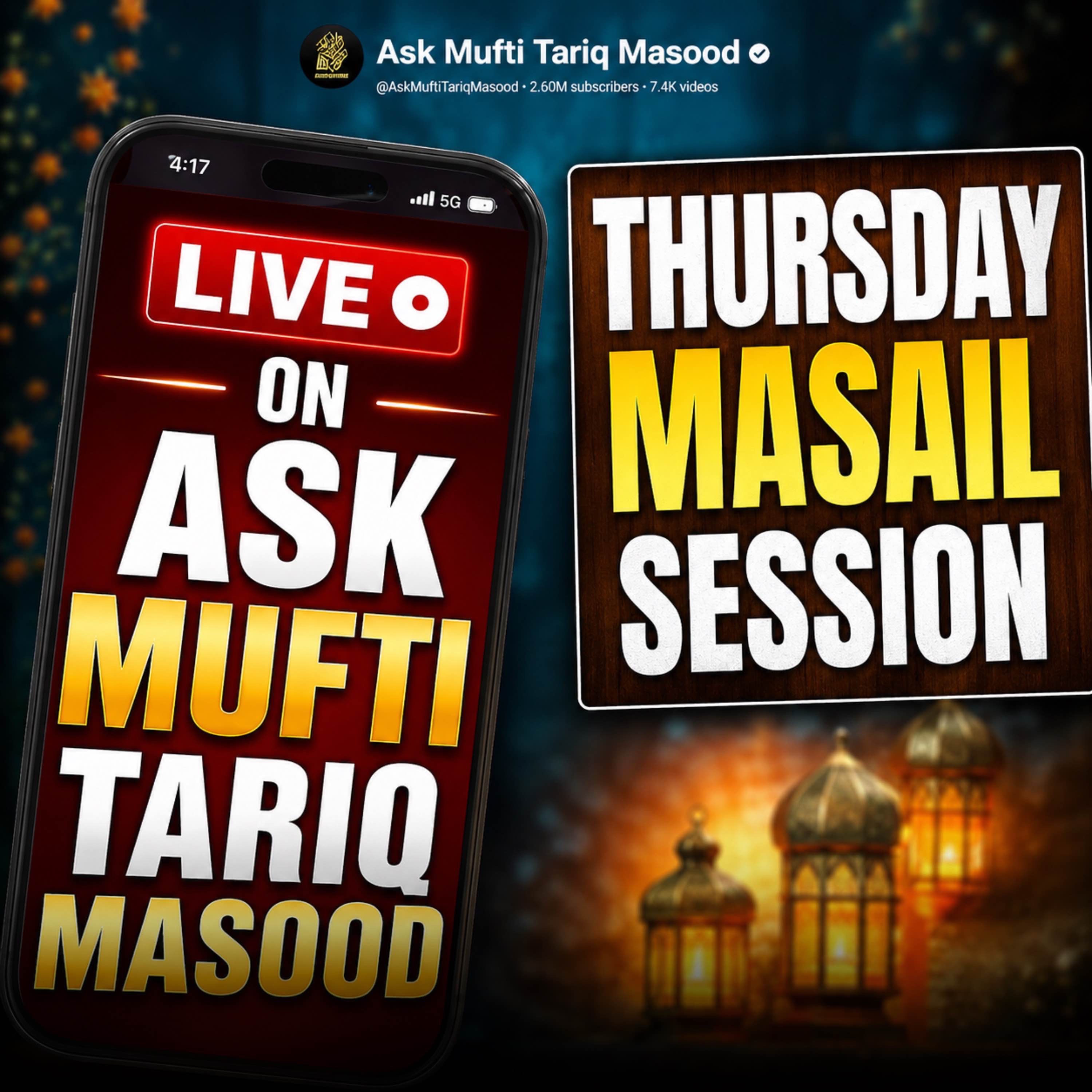 Thursday Live Masail Session - 30 July 2026 | Mufti Tariq Masood episode artwork