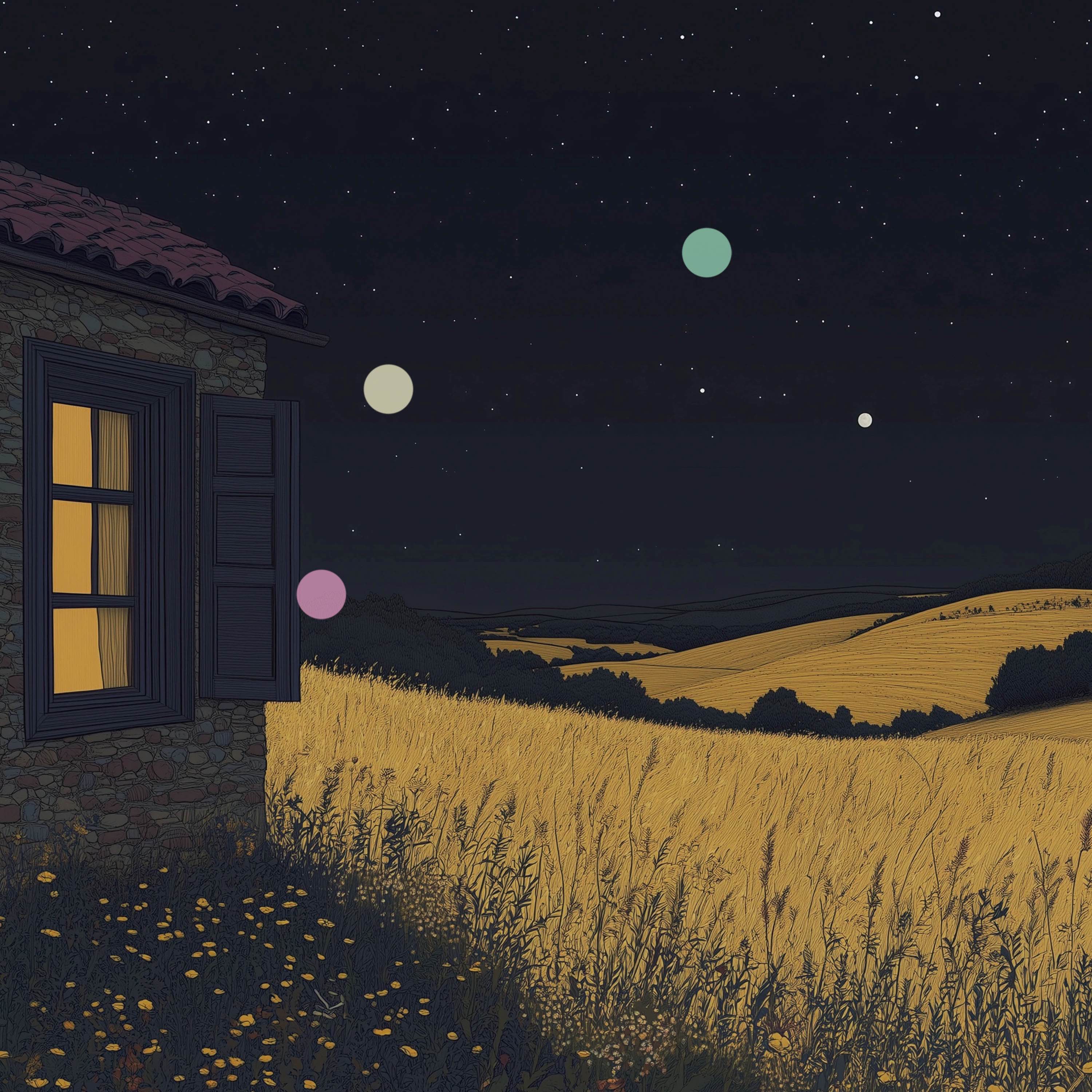 전원 풍경의 바람에 쓸린 들판 | 집중과 깊은 잠을 위한 야간 앰비언스 episode artwork