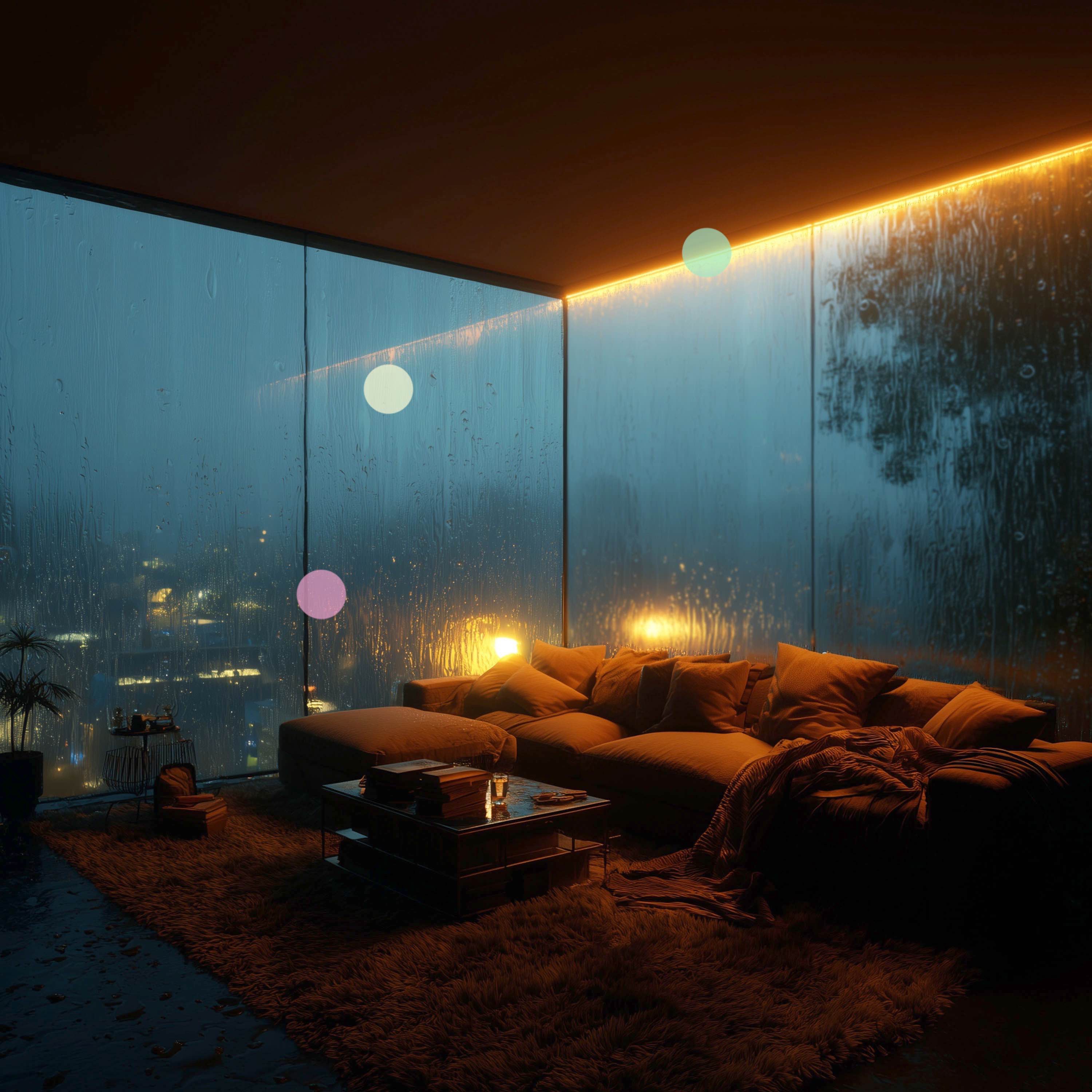 창문에 내리는 비 | 폭풍 속의 아파트 뷰 창문에 내리는 비 | 폭풍 속의 아파트 뷰