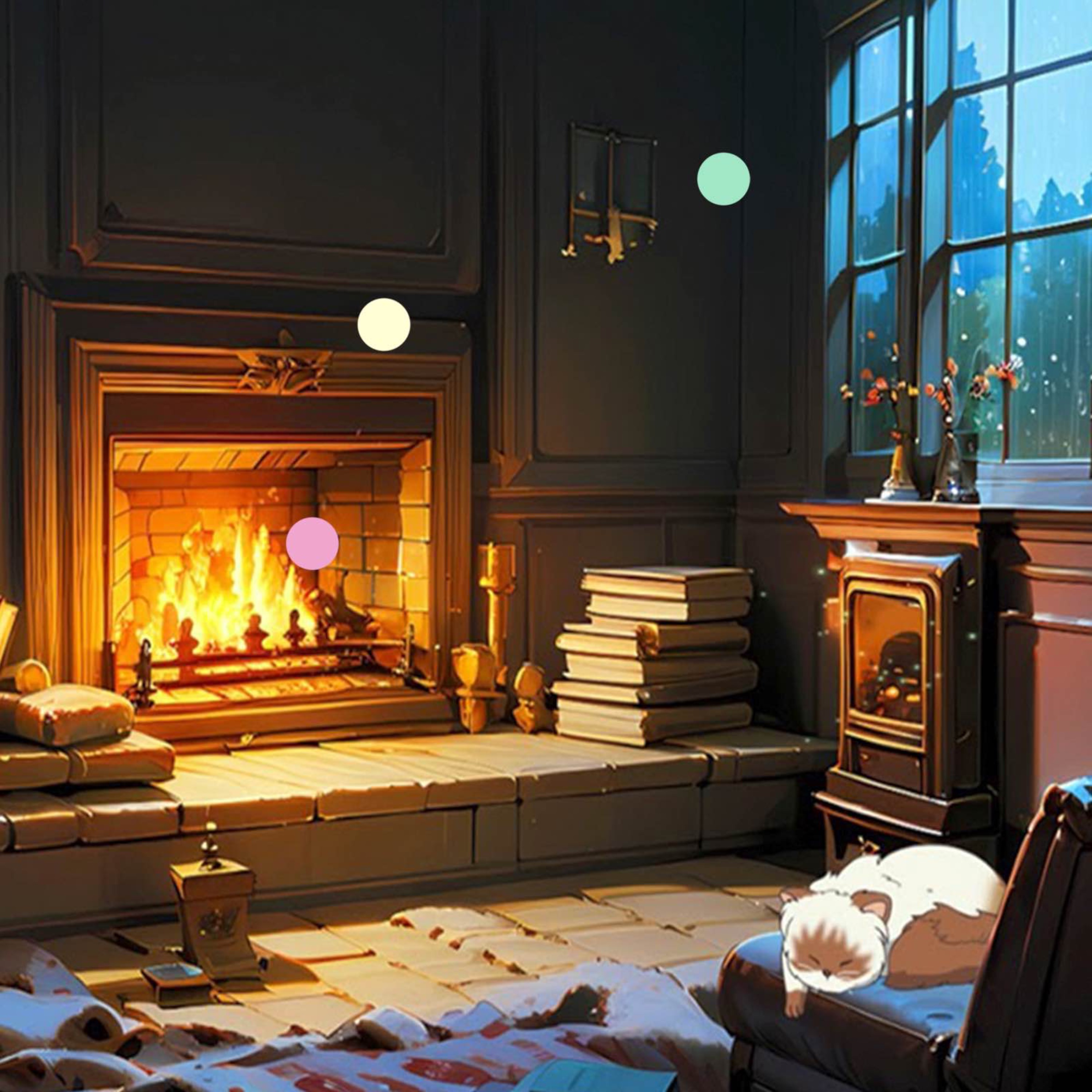 ملاذ هادئ في كوخ دافئ | صوت النار المشتعلة والمطر على النافذة