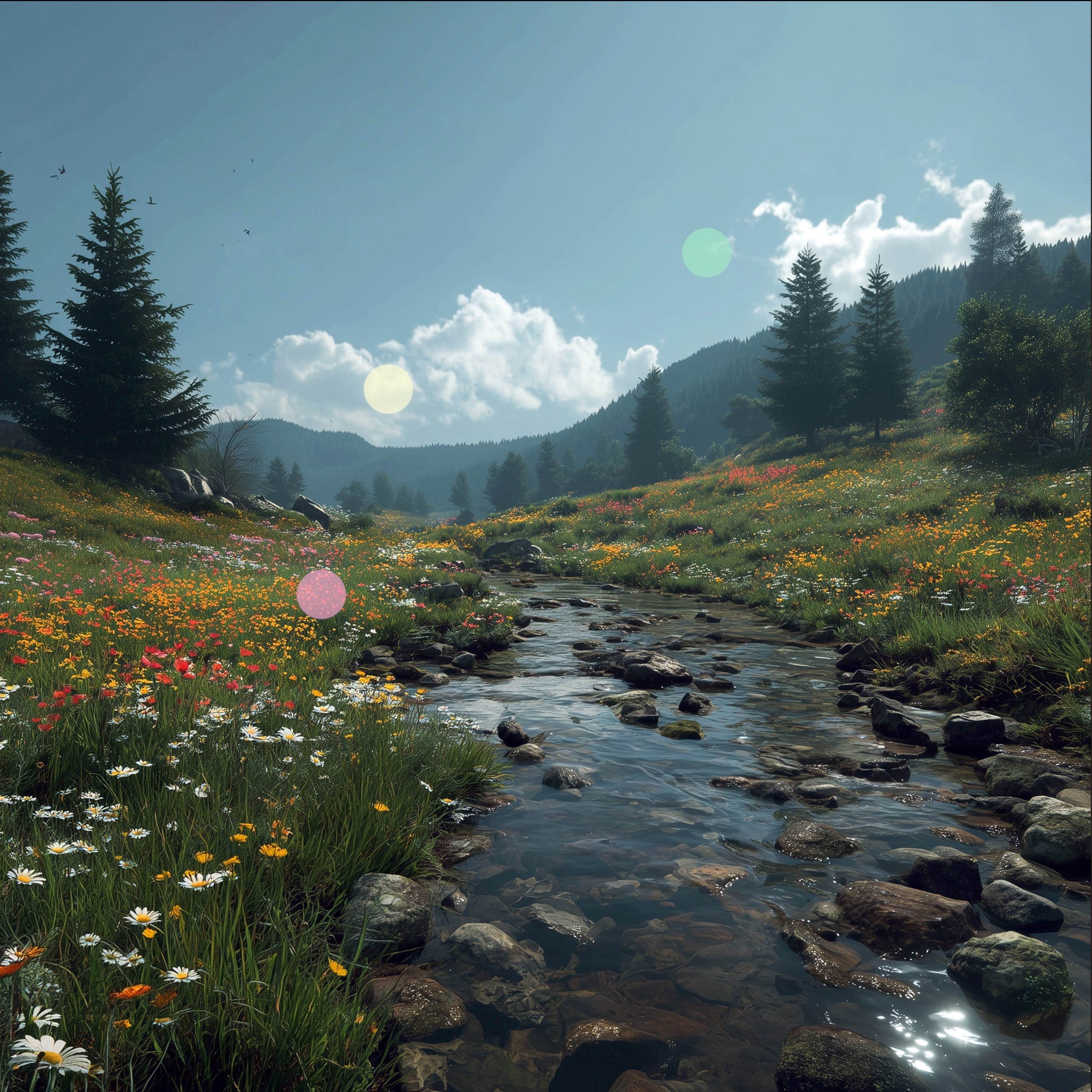 جدول جبلي وأصوات طيور الصيف | من سفوح بحيرة آنسي