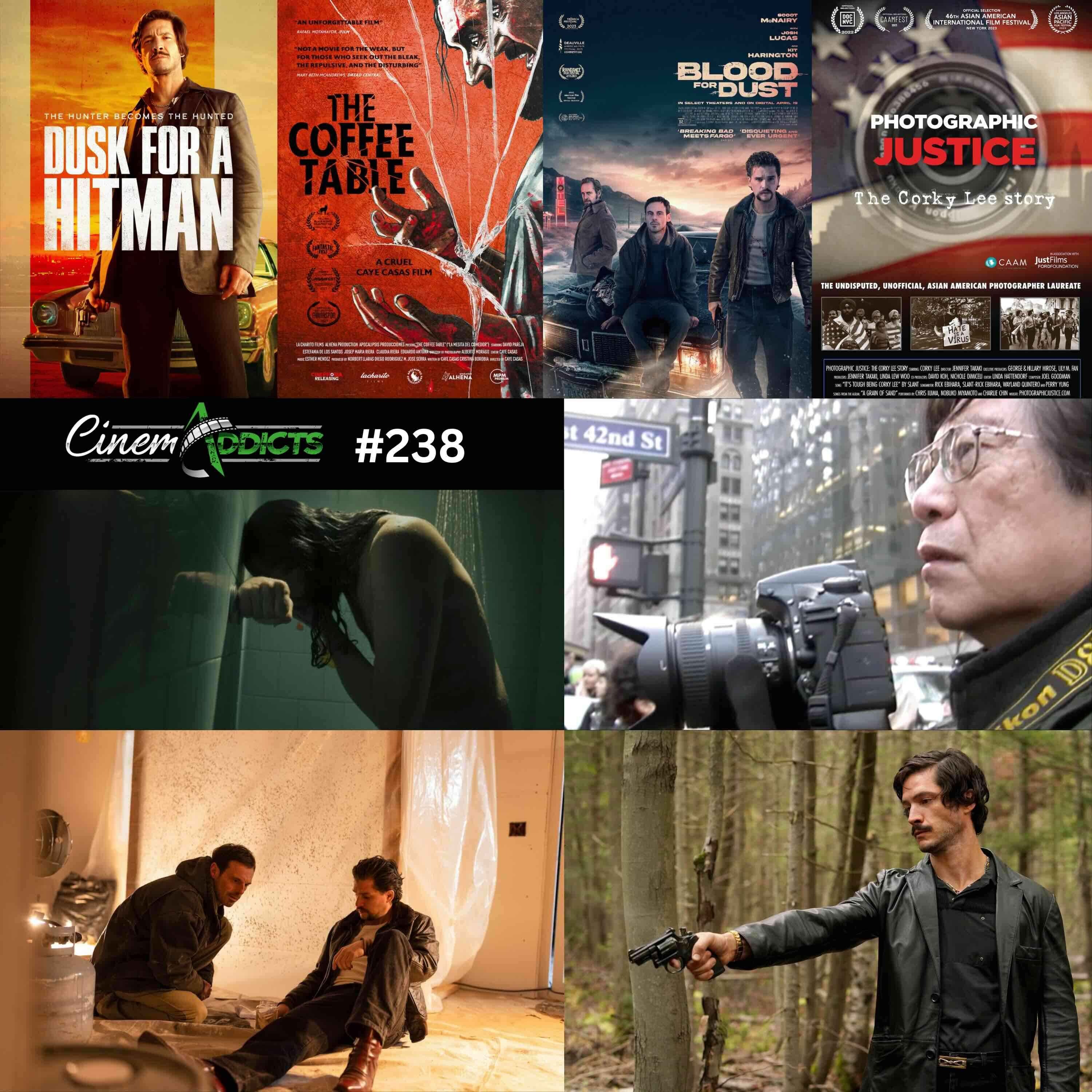 cover art for April 19 Movie Reviews: Dusk For A Hitman, The Coffee Table, Blood for Dust, Photographic Justice: The Corky Lee Story