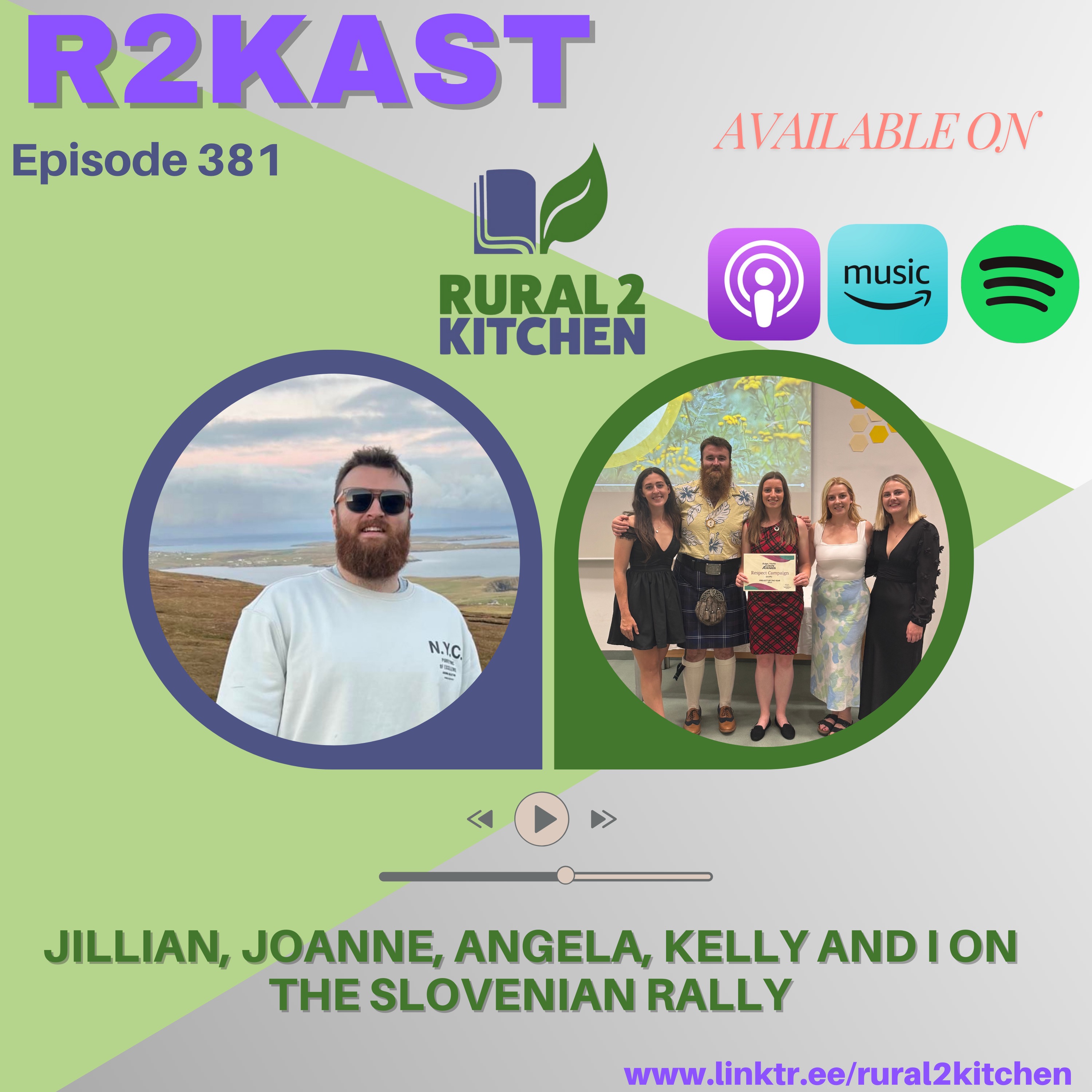 R2Kast 381 – Jillian, Joanne, Angela, Kelly and I on the Slovenian Rally