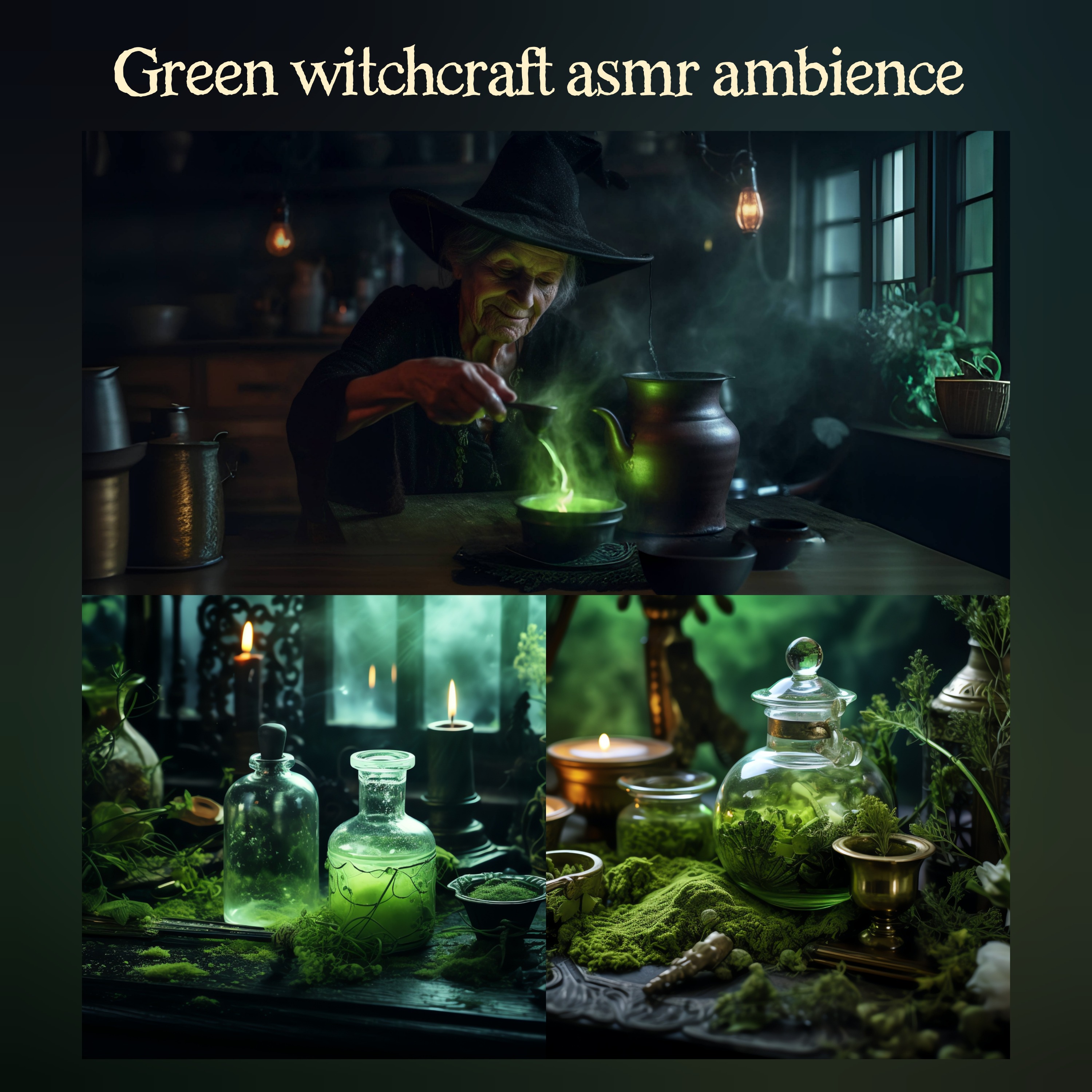 🎧Green witchcraft asmr ambience 🌿 witch's herbal apothecary |🥣🫙 magical heath potion crafting