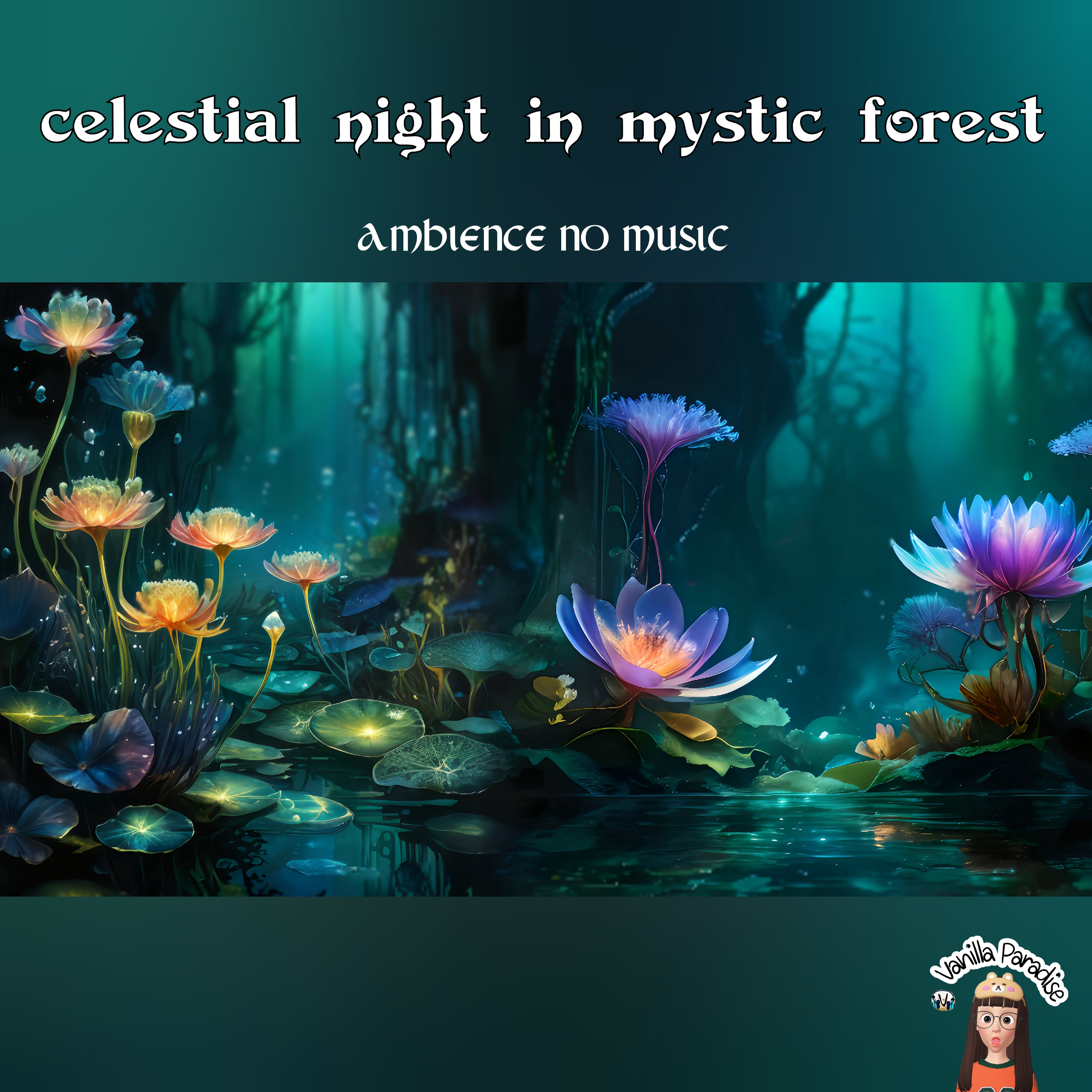 🎧​celestial night in mystic forest asmr ambience | enchanted forest pond sounds NO MUSIC