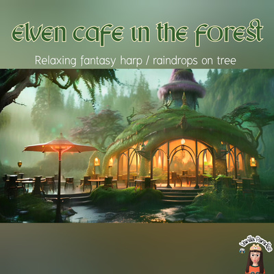 🎧​Elven cafe in the forest | relaxing fantasy harp | gentle water flowing | light raindrops