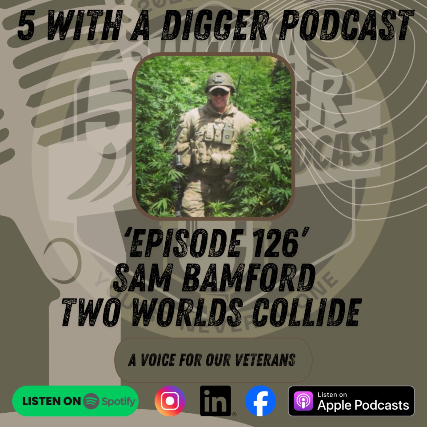 5 With A Digger. Sam Bamford. 2 Worlds Collide Podcast. episode artwork
