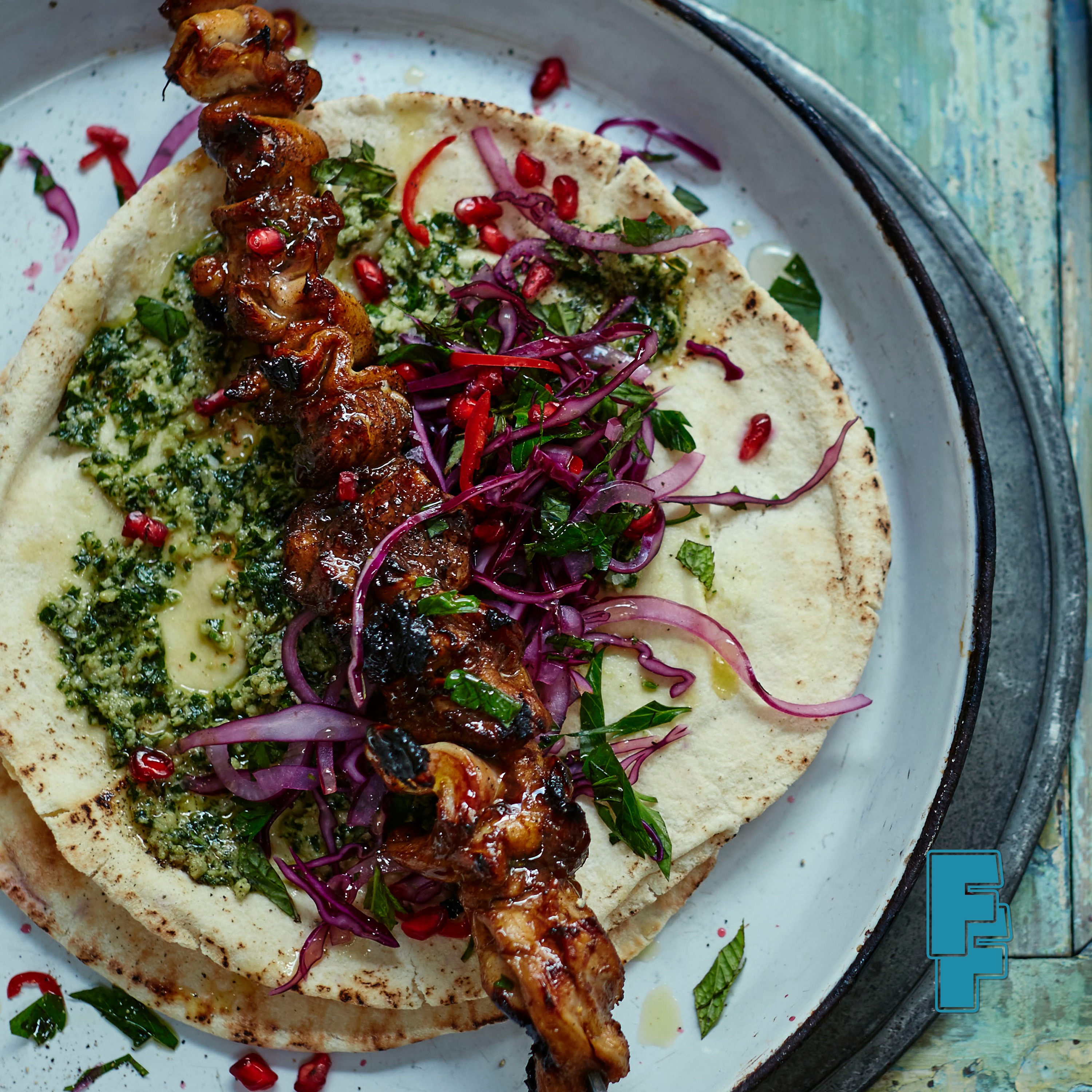 cover art for Pomegranate Chicken Skewers & Red Cabbage Slaw with Laura Mucha