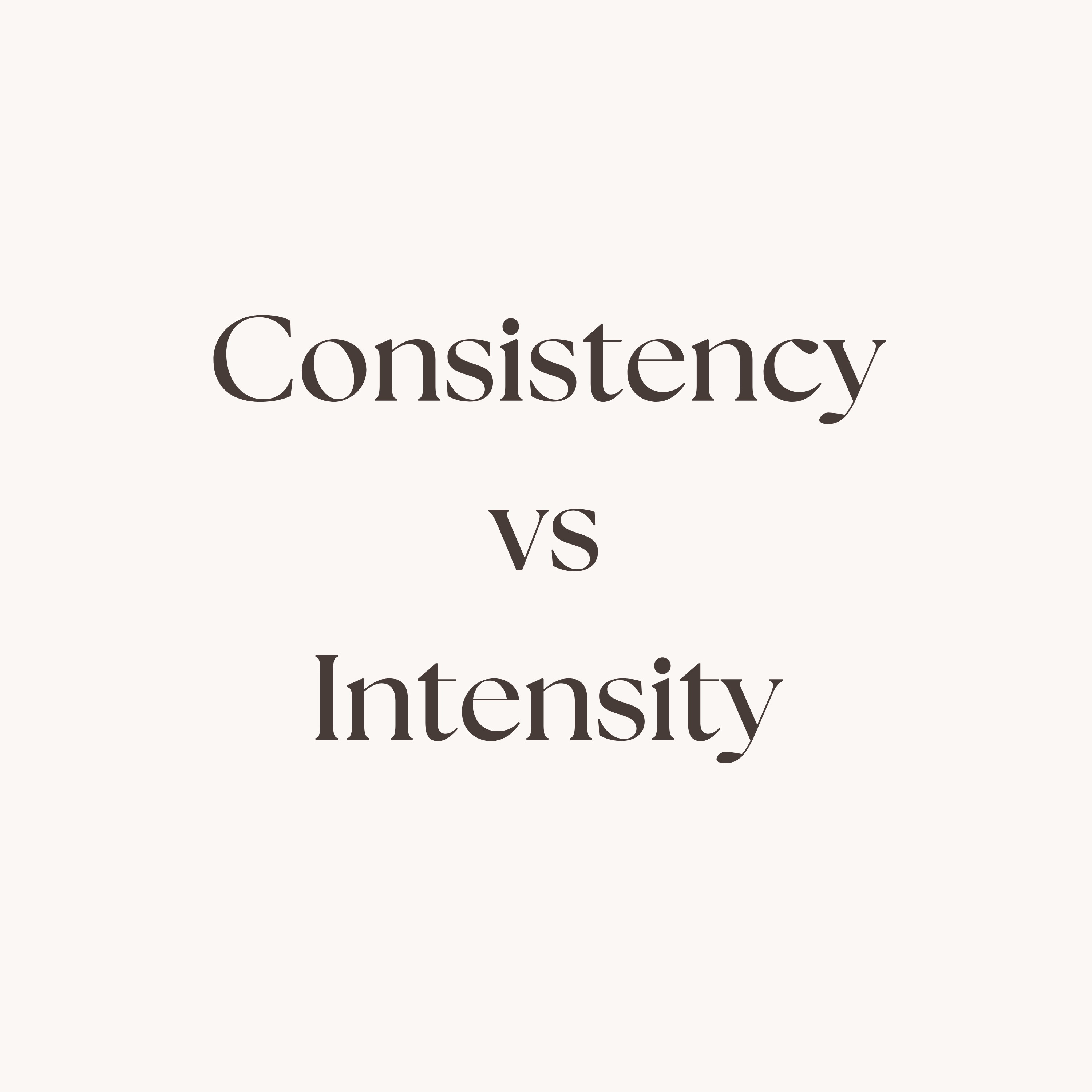Consistency vs Intensity